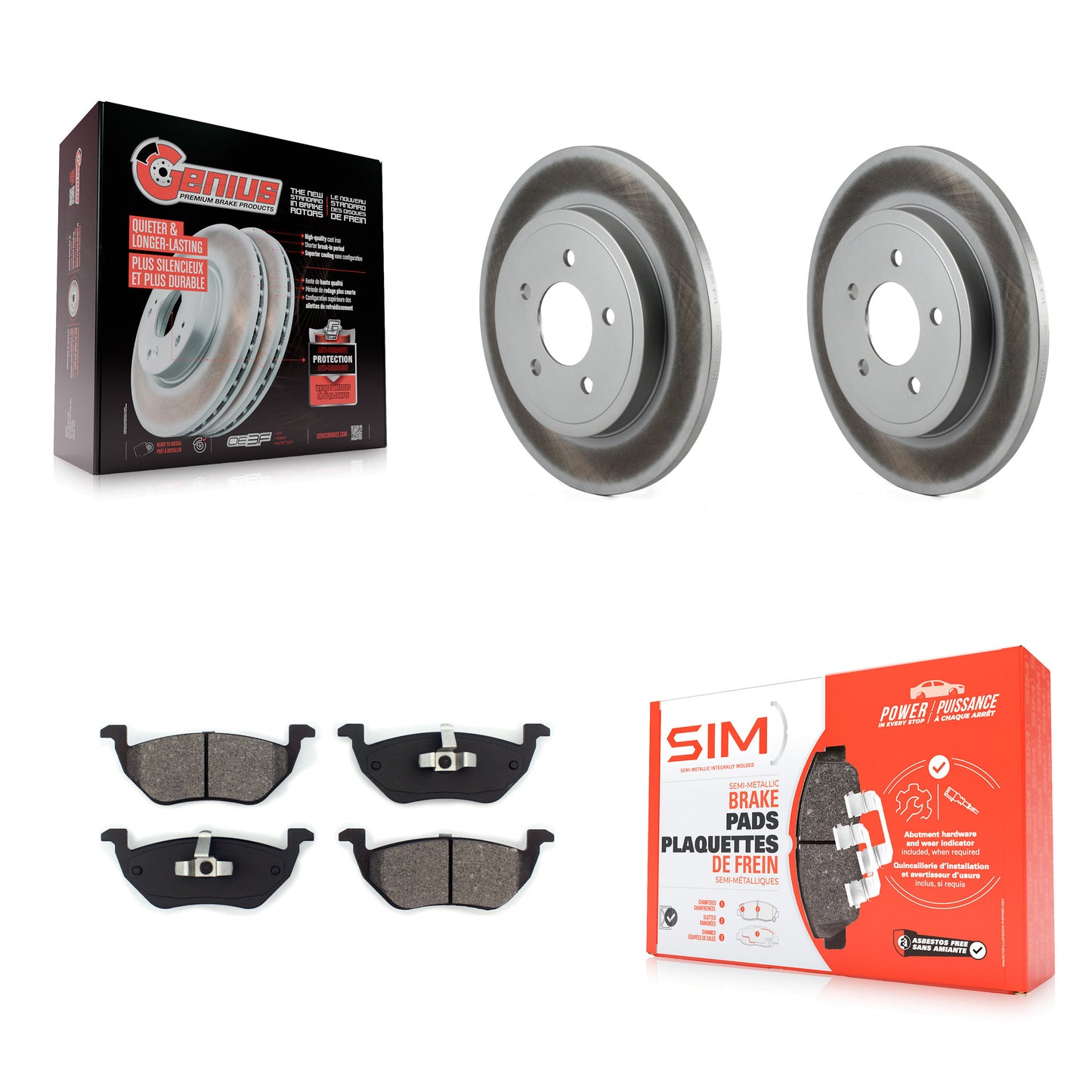 [Arrière] Kit de disque (revêtu) et plaquette (semi-métallique) de frein pour Ford Escape Mercury Mariner Mazda Tribute KGS-101193