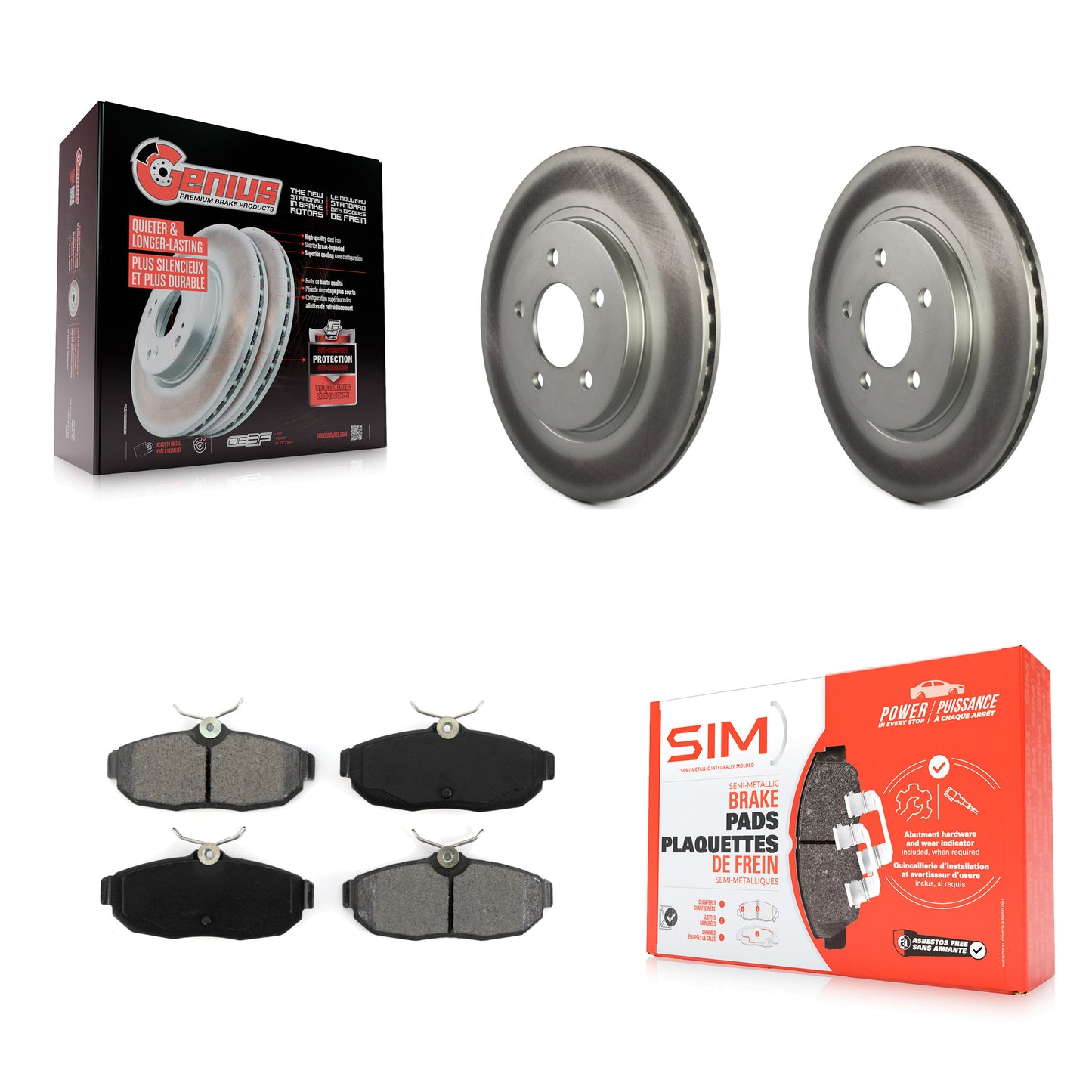 [Arrière] Kit de disque (revêtu) et plaquette (semi-métallique) de frein pour Ford Mustang KGS-101194