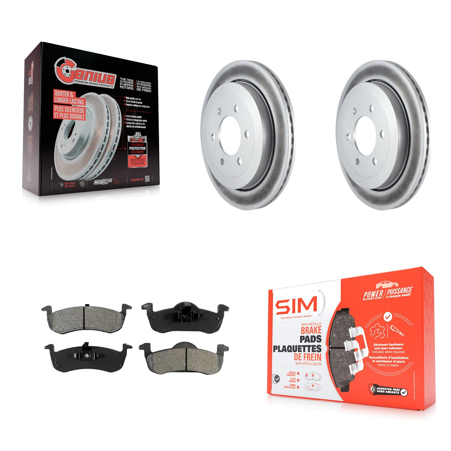 [Arrière] Kit de disque (revêtu) et plaquette (semi-métallique) de frein pour 2007-2017 Ford Expedition Lincoln Navigator KGS-101204