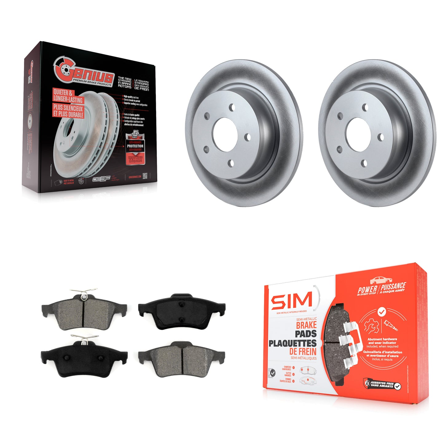 [Arrière] Kit de disque (revêtu) et plaquette (semi-métallique) de frein pour Ford Escape Connect C-Max KGS-101216