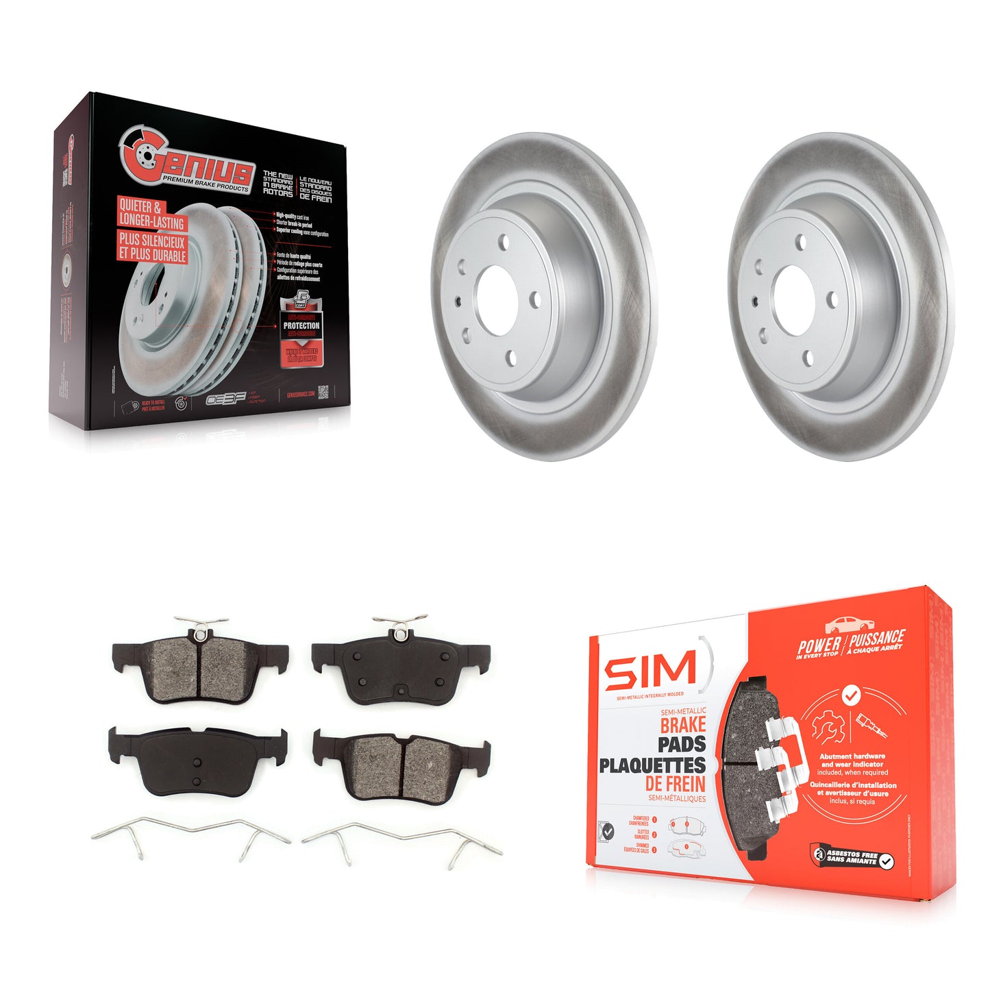 [Arrière] Kit de disque (revêtu) et plaquette (semi-métallique) de frein pour Ford Fusion Lincoln MKZ KGS-101217