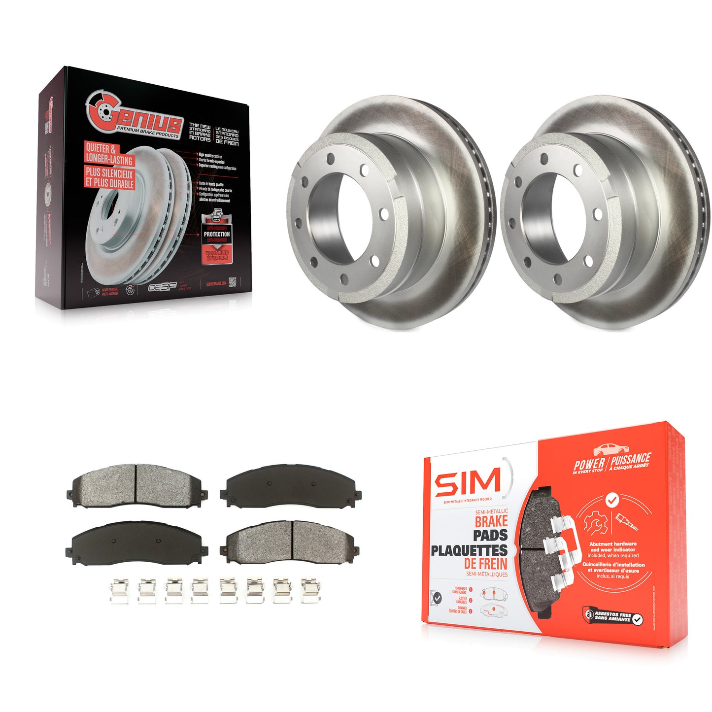 [Arrière] Kit de disque (revêtu) et plaquette (semi-métallique) de frein pour Ford F-250 Super Duty F-350 KGS-101219