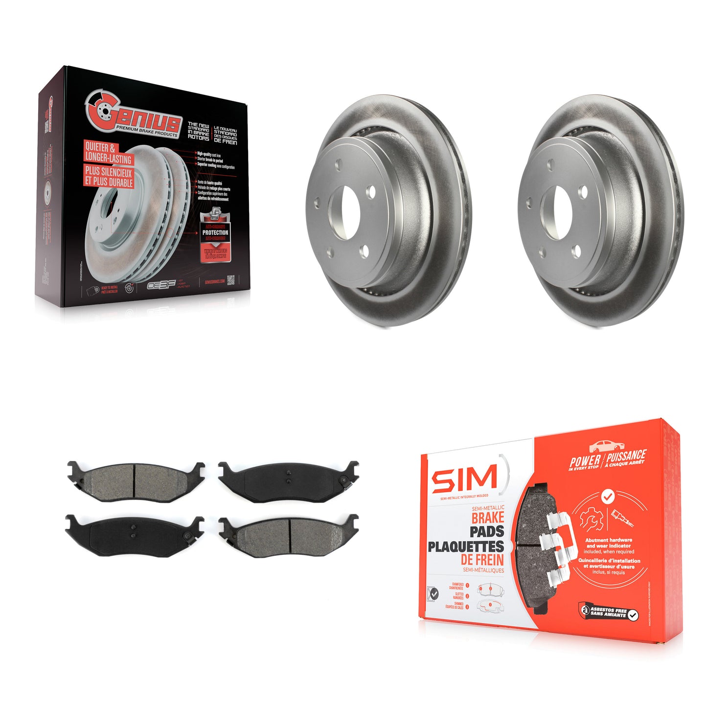 [Arrière] Kit de disque (revêtu) et plaquette (semi-métallique) de frein pour Dodge Ram 1500 KGS-101230
