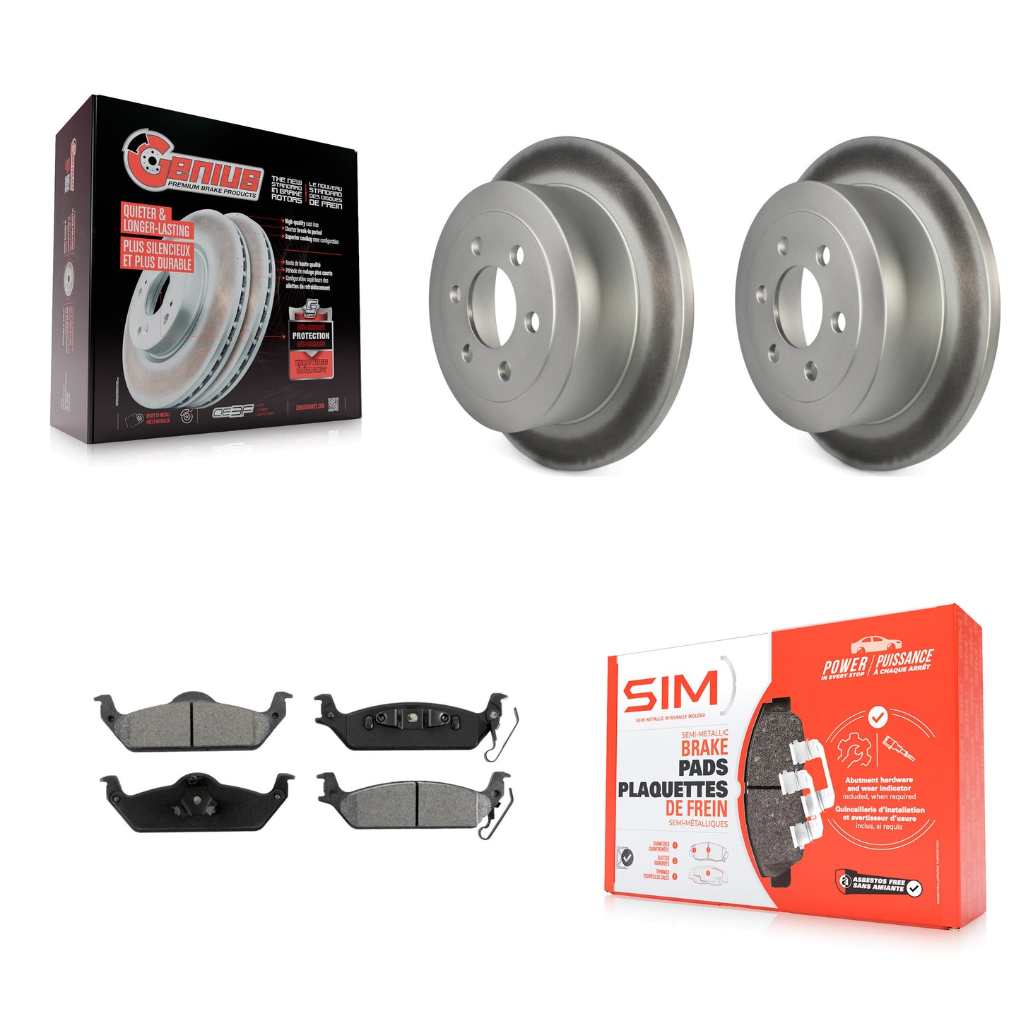 [Arrière] Kit de disque (revêtu) et plaquette (semi-métallique) de frein pour 2003-2004 Dodge Dakota KGS-101234