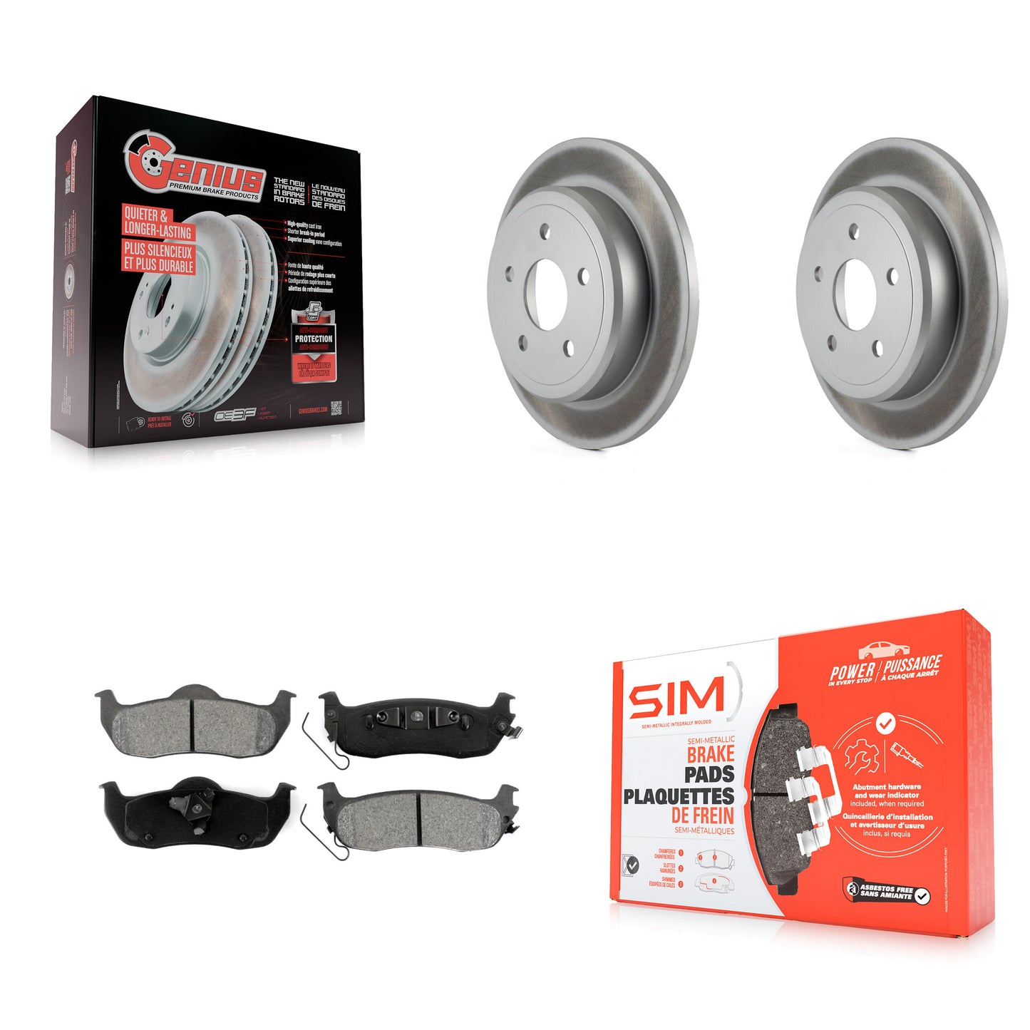 [Arrière] Kit de disque (revêtu) et plaquette (semi-métallique) de frein pour Jeep Grand Cherokee Commander KGS-101238