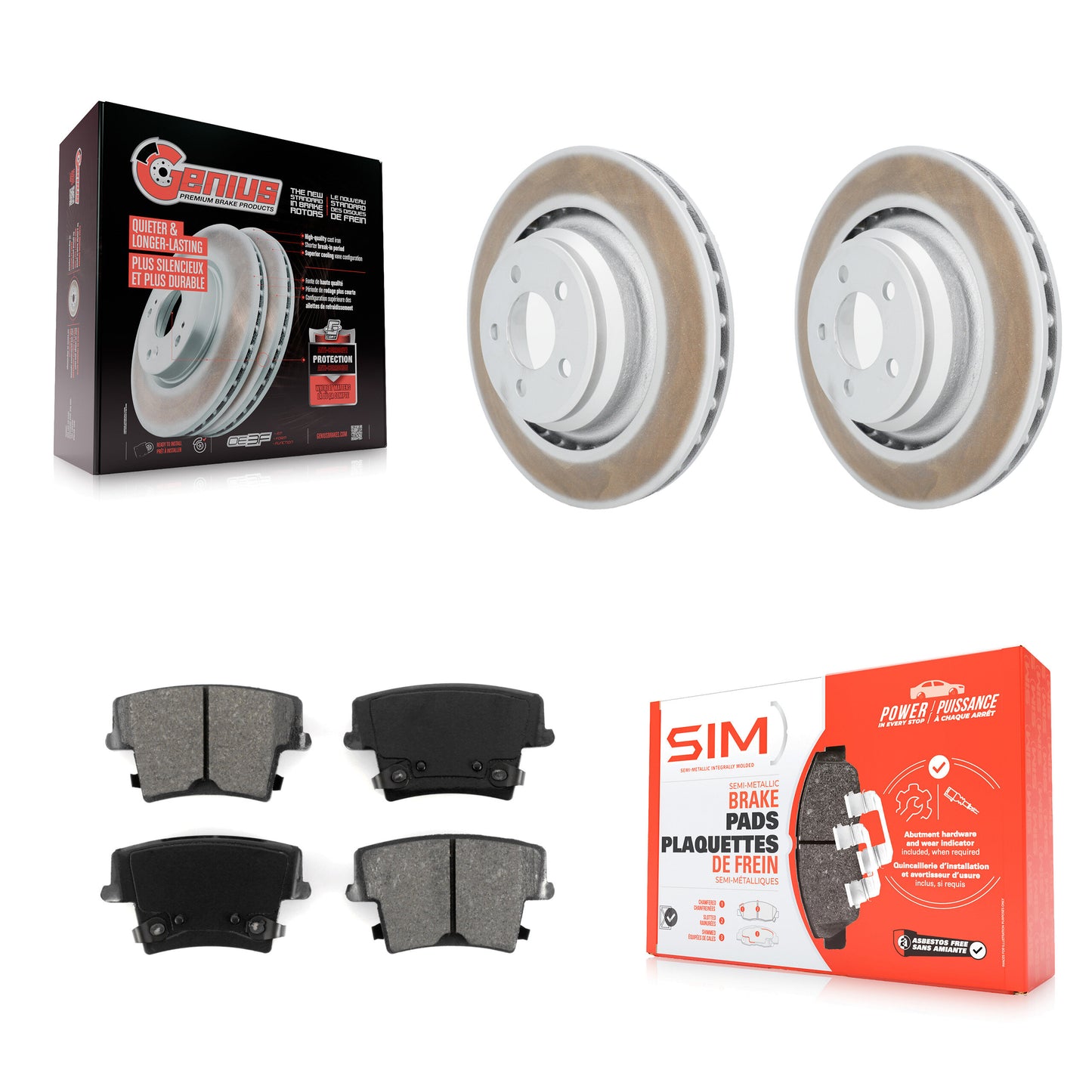 [Arrière] Kit de disque (revêtu) et plaquette (semi-métallique) de frein pour 2015 Dodge Charger R T Scat Pack avec 6.4L KGS-101240