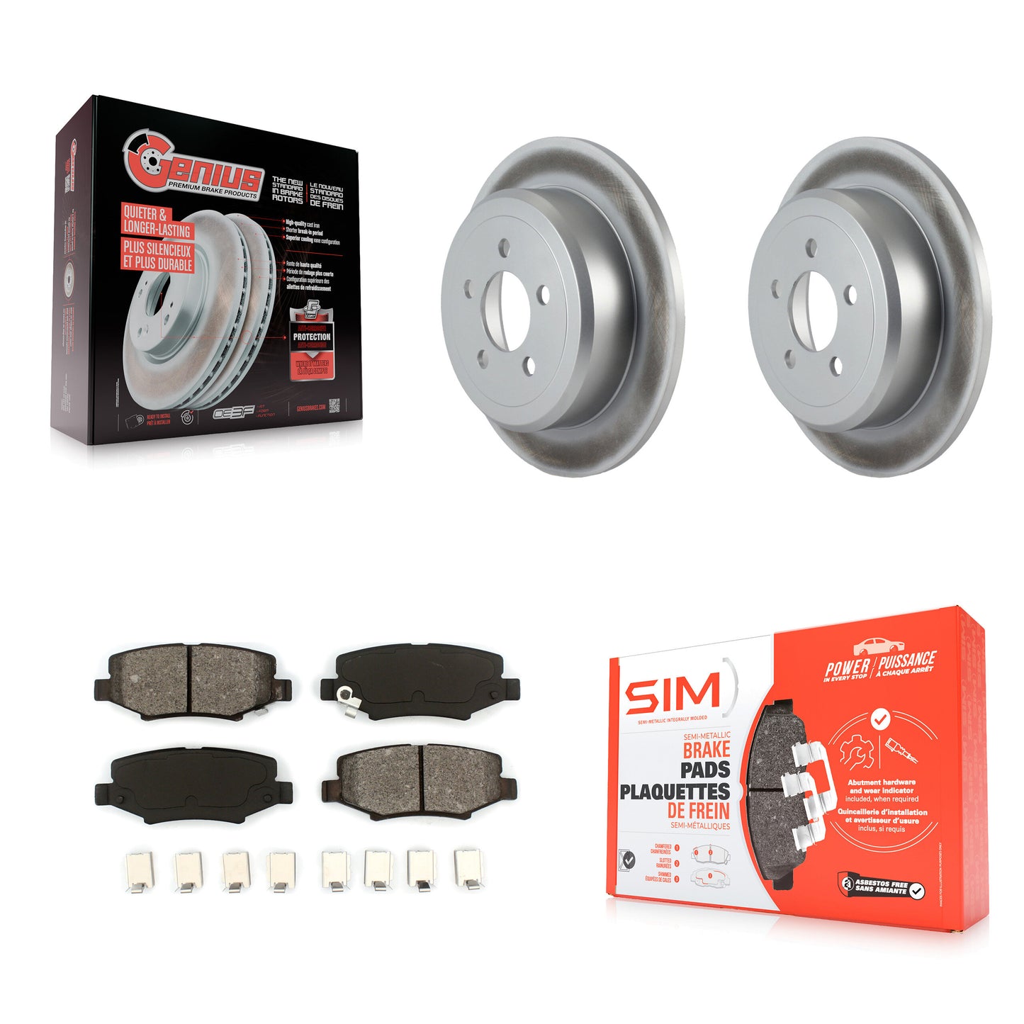 [Arrière] Kit de disque (revêtu) et plaquette (semi-métallique) de frein pour Jeep Liberty Dodge Nitro KGS-101246