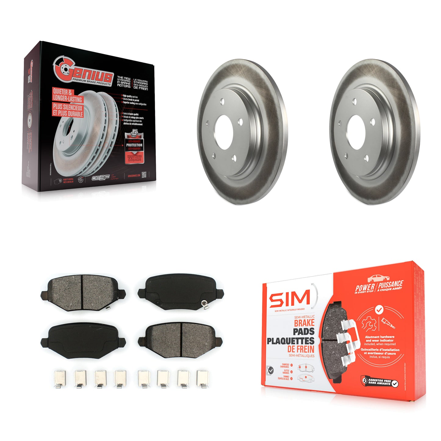 [Arrière] Kit de disque (revêtu) et plaquette (semi-métallique) de frein pour Dodge Grand Caravan Chrysler Town & Country Journey Ram C/V Volkswagen Routan KGS-101251