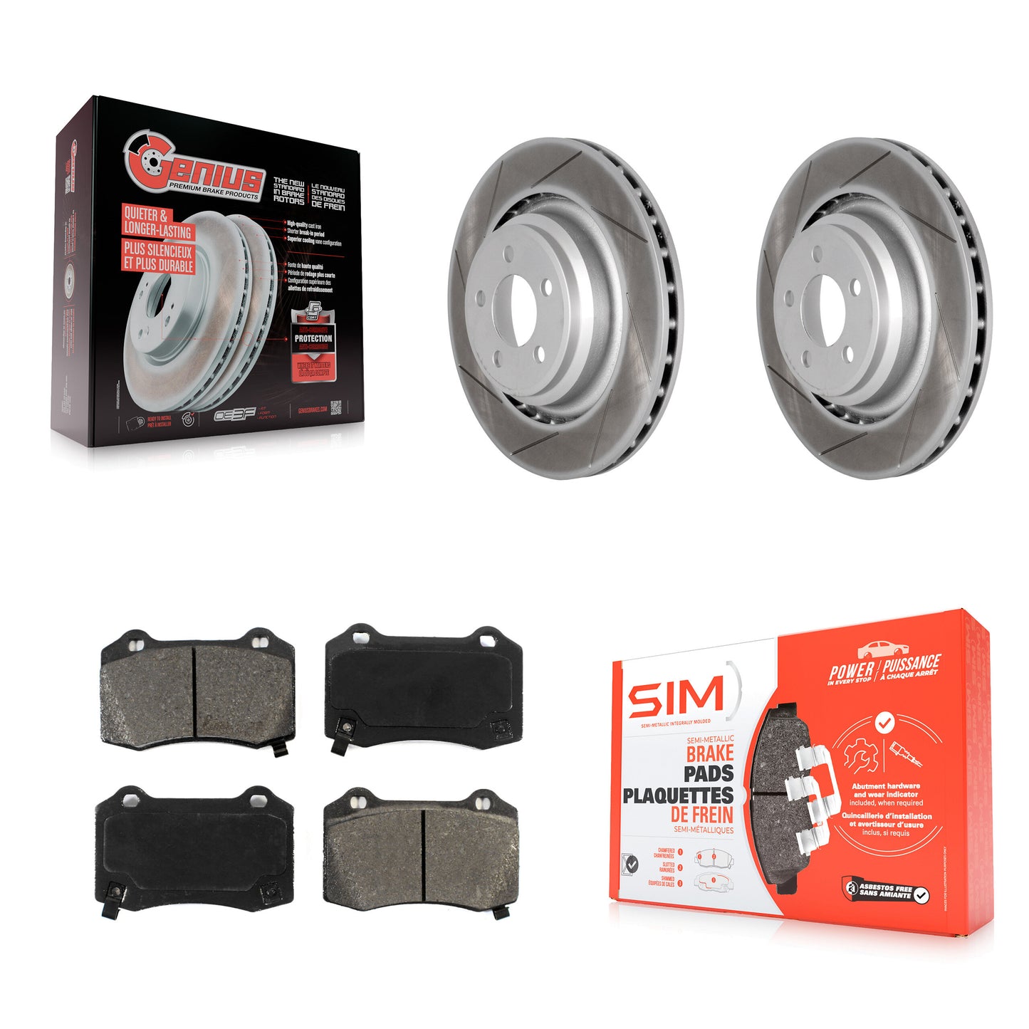 [Arrière] Kit de disque (revêtu) et plaquette (semi-métallique) de frein pour Dodge Charger Chrysler 300 Challenger Magnum KGS-101252