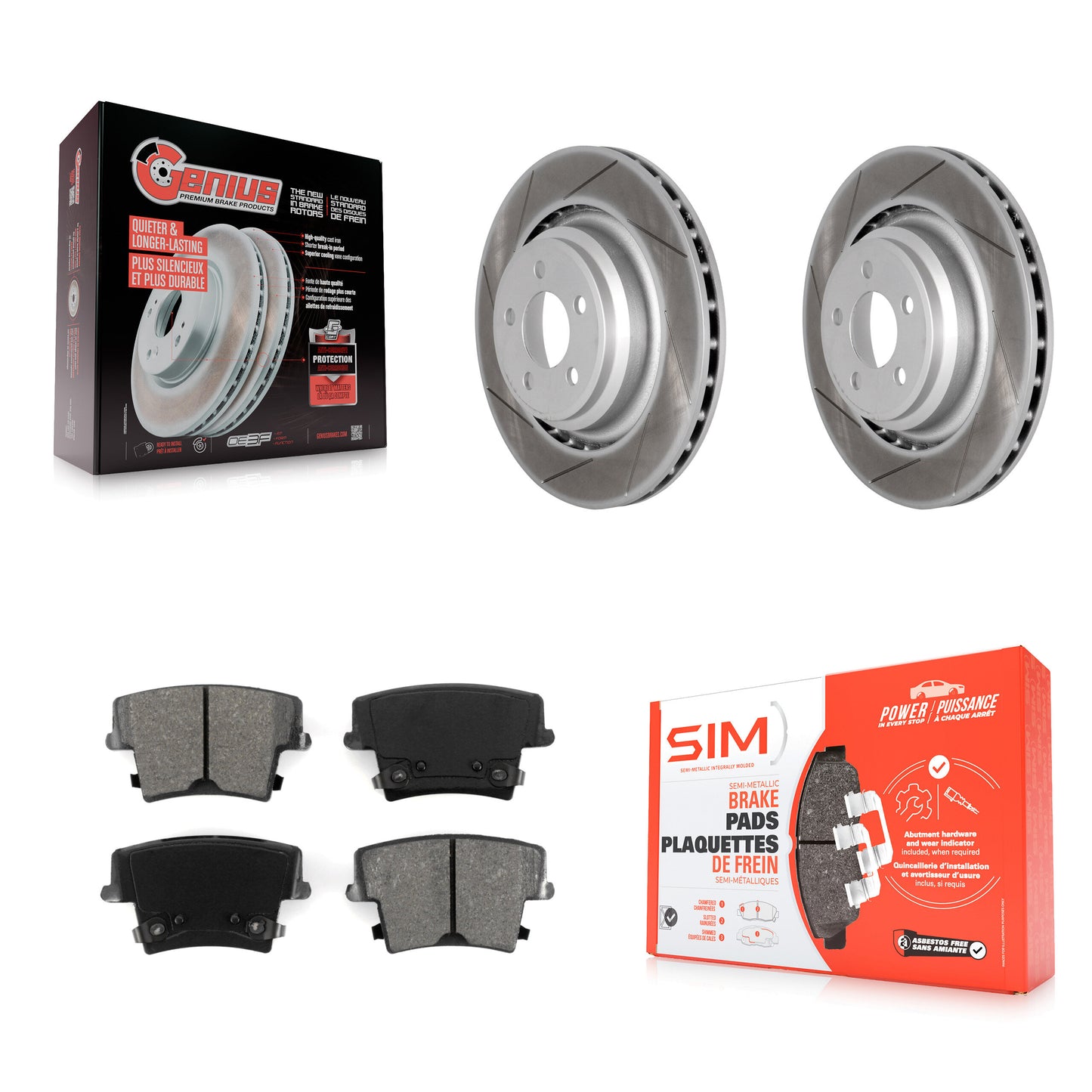 [Arrière] Kit de disque (revêtu) et plaquette (semi-métallique) de frein pour 2015 Dodge Charger R T Scat Pack avec 6.4L KGS-101253