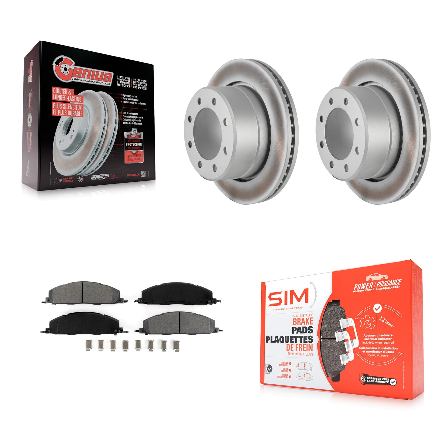 [Arrière] Kit de disque (revêtu) et plaquette (semi-métallique) de frein pour Ram 2500 3500 1500 Dodge KGS-101254