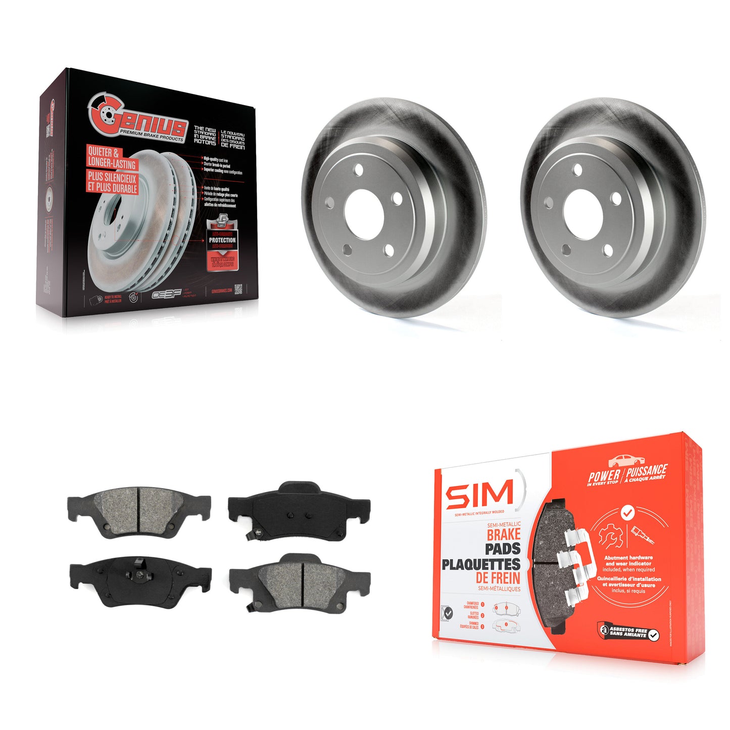 [Arrière] Kit de disque (revêtu) et plaquette (semi-métallique) de frein pour Jeep Grand Cherokee Dodge Durango KGS-101255