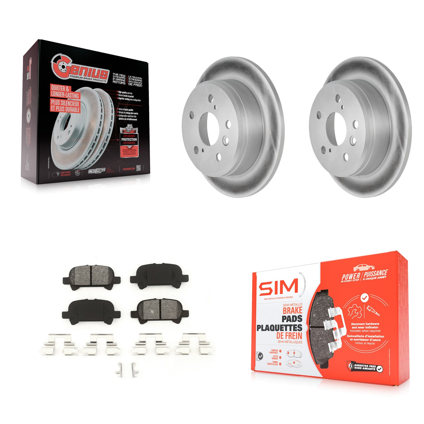 [Arrière] Kit de disque (revêtu) et plaquette (semi-métallique) de frein pour Toyota Camry Solara KGS-101263