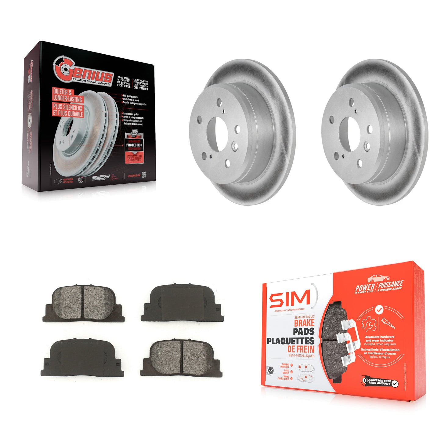 [Arrière] Kit de disque (revêtu) et plaquette (semi-métallique) de frein pour Toyota Camry Lexus ES300 KGS-101264