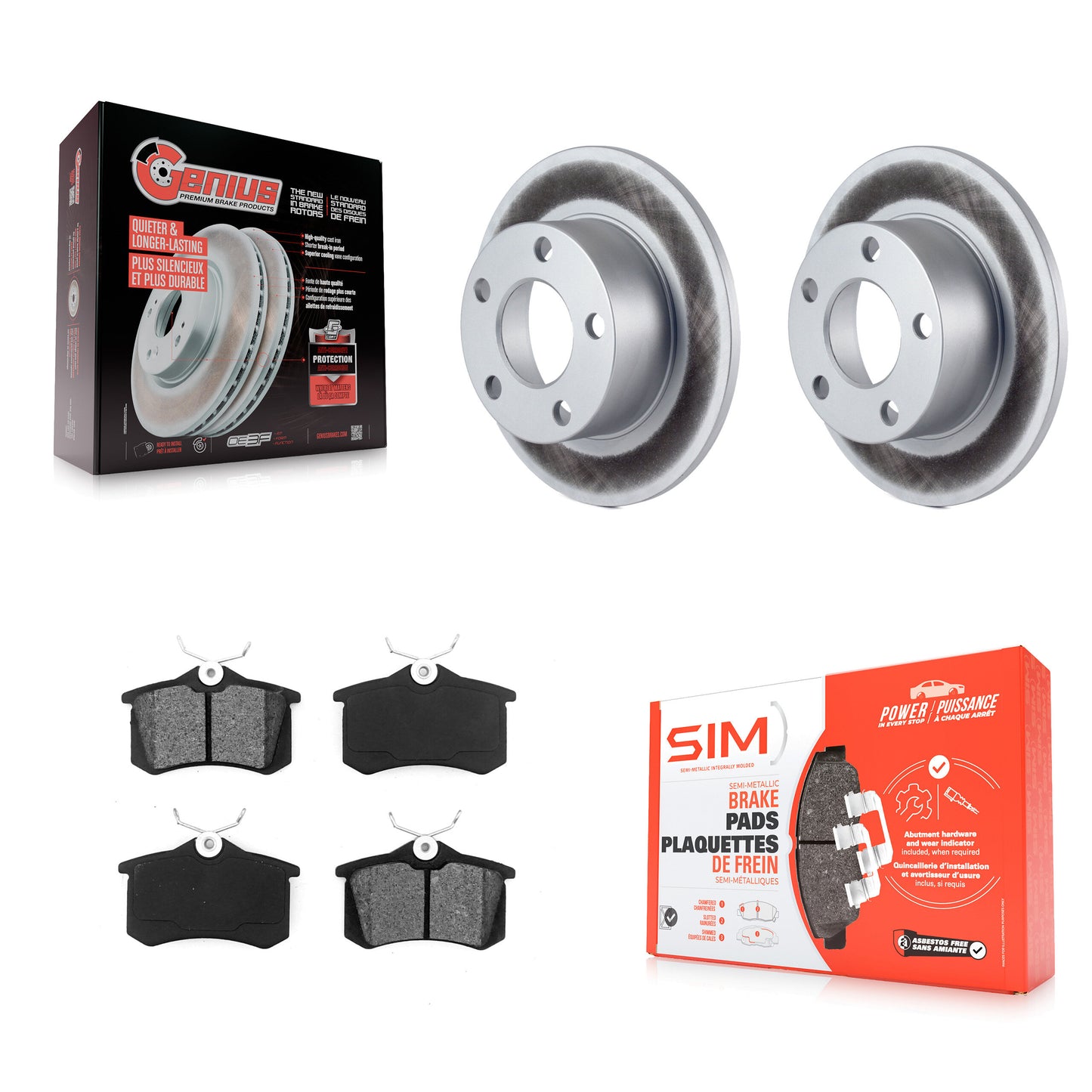 [Arrière] Kit de disque (revêtu) et plaquette (semi-métallique) de frein pour Volkswagen Passat Audi A6 KGS-101271