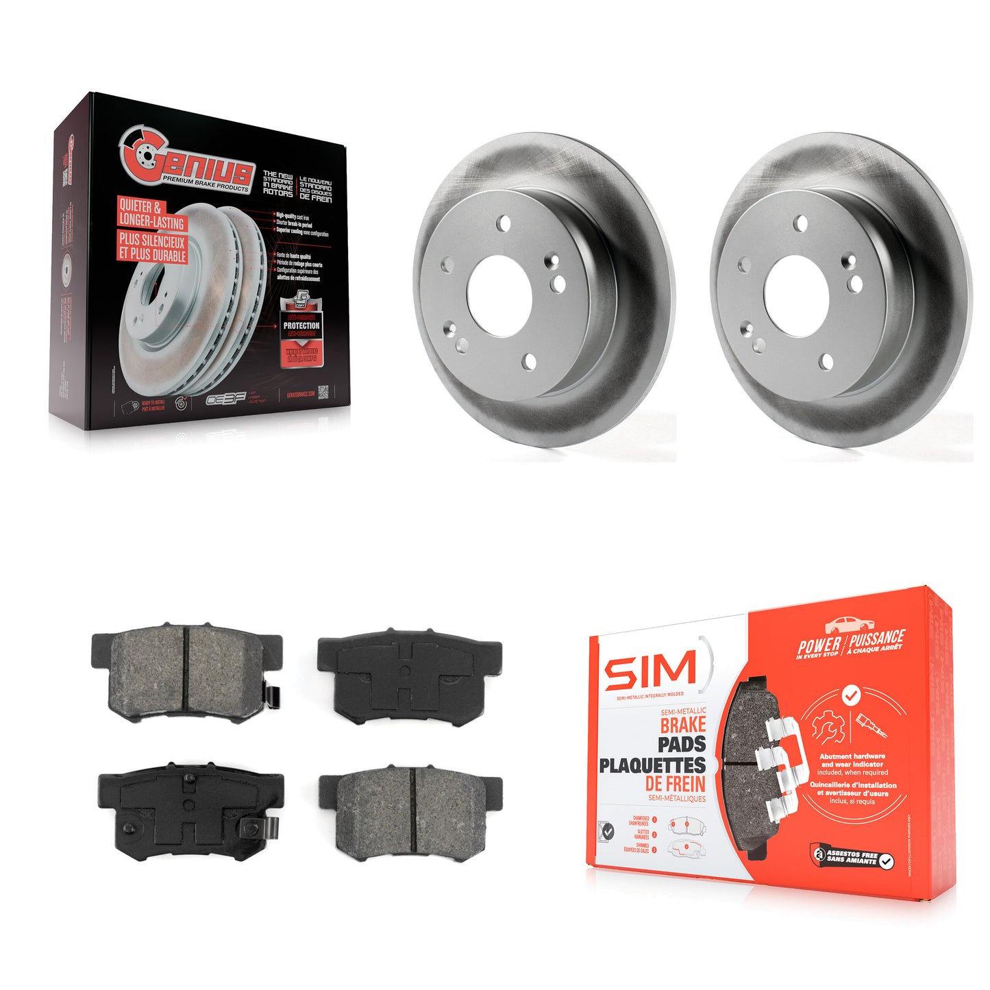 [Arrière] Kit de disque (revêtu) et plaquette (semi-métallique) de frein pour Honda Accord Civic Acura RSX Integra KGS-101280
