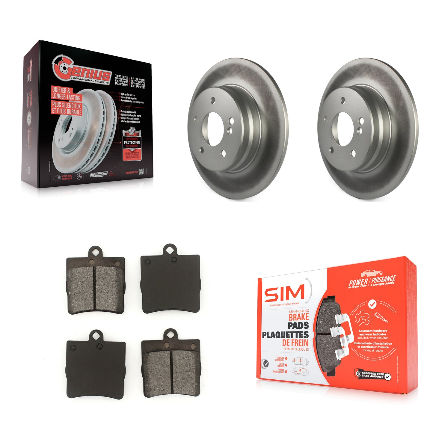 [Arrière] Kit de disque (revêtu) et plaquette (semi-métallique) de frein pour 2007-2008 Mercedes-Benz SLK280 avec Sport Package KGS-101283