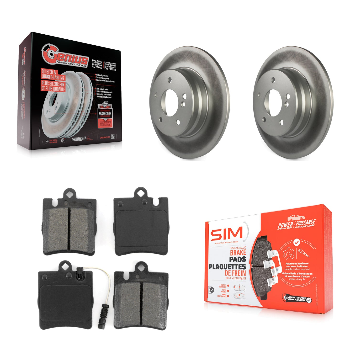 [Arrière] Kit de disque (revêtu) et plaquette (semi-métallique) de frein pour Mercedes-Benz E320 C230 C240 CLK320 CLK350 C320 C280 E430 SLK350 CLK430 C350 SLK300 KGS-101284