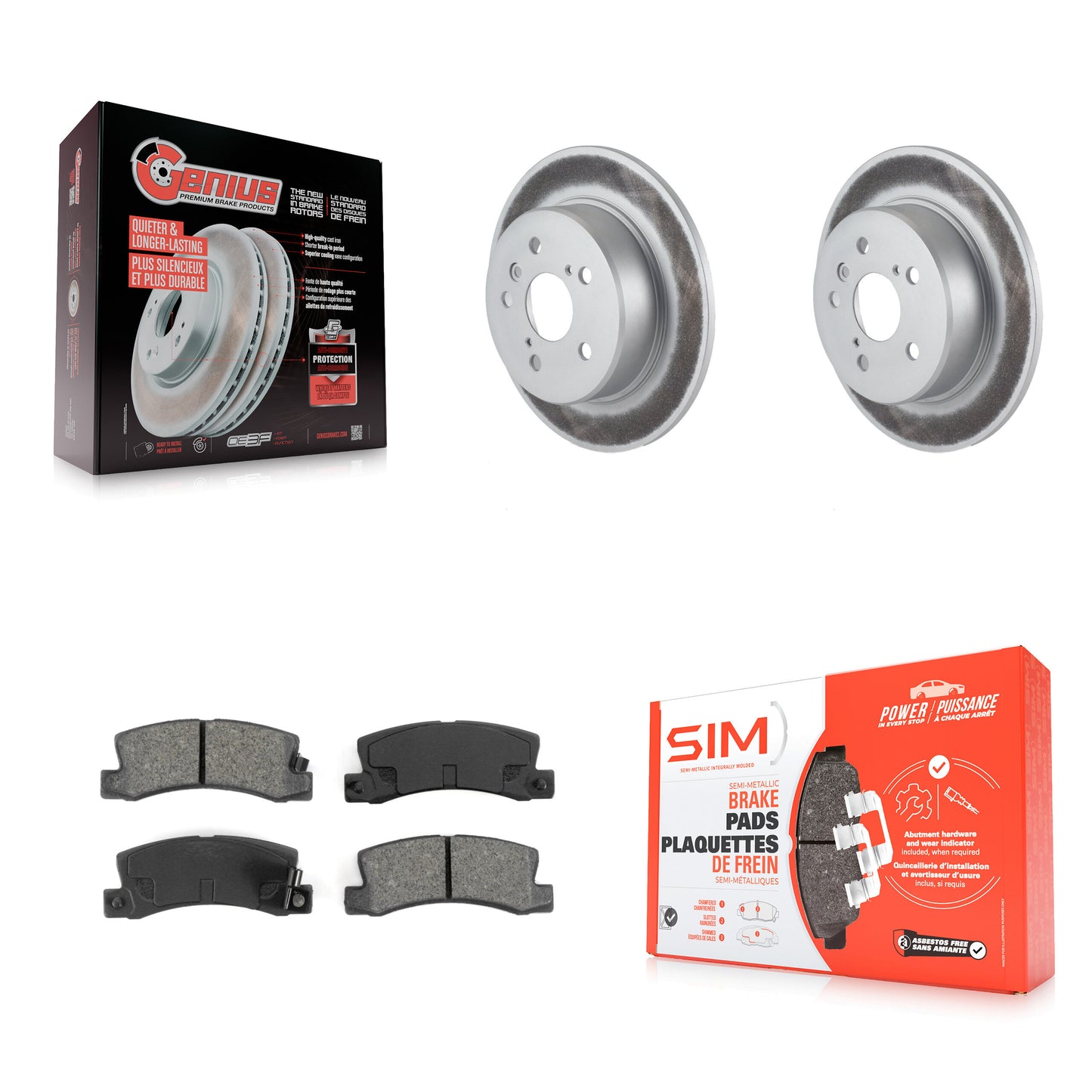 [Arrière] Kit de disque (revêtu) et plaquette (semi-métallique) de frein pour 1999-2003 Lexus RX300 AWD KGS-101289