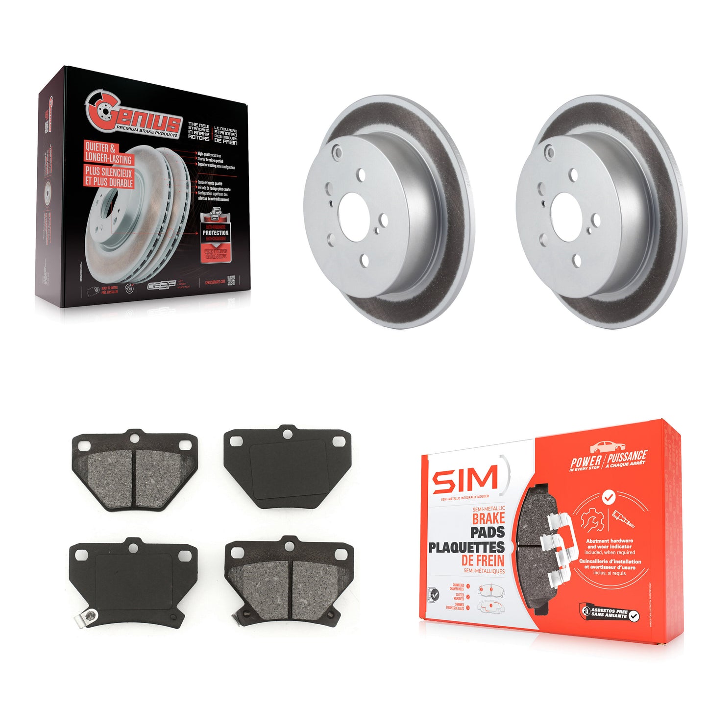 [Arrière] Kit de disque (revêtu) et plaquette (semi-métallique) de frein pour Toyota Corolla Matrix Pontiac Vibe Celica KGS-101292
