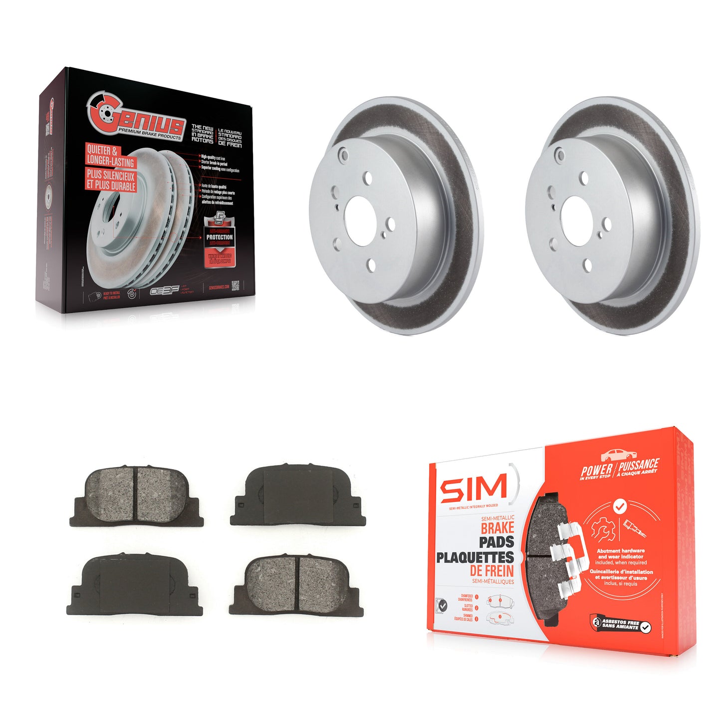 [Arrière] Kit de disque (revêtu) et plaquette (semi-métallique) de frein pour 2005-2010 Scion tC KGS-101293