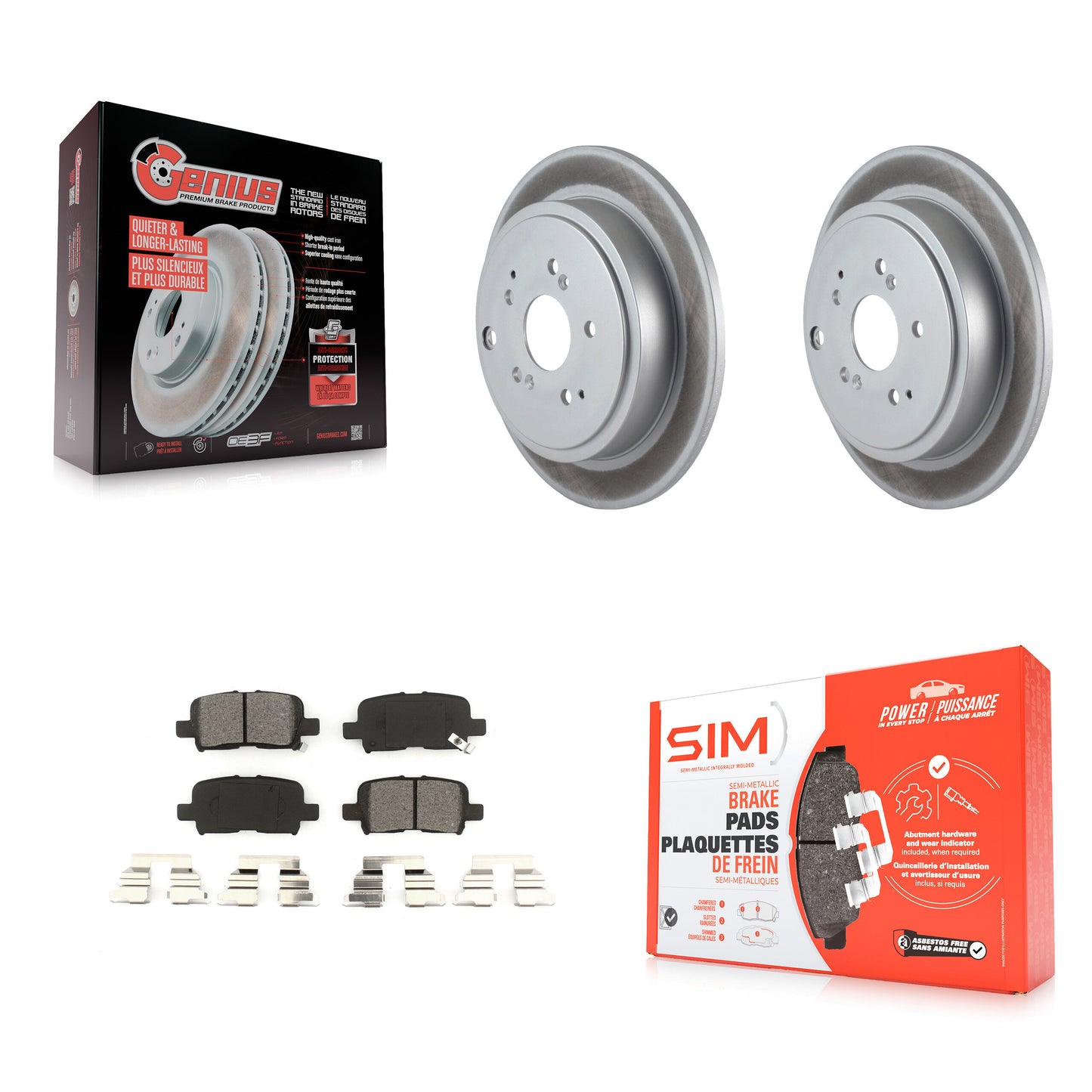 [Arrière] Kit de disque (revêtu) et plaquette (semi-métallique) de frein pour Honda Pilot Acura MDX KGS-101299