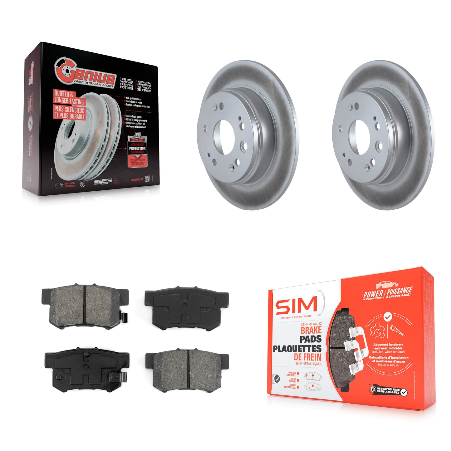 [Arrière] Kit de disque (revêtu) et plaquette (semi-métallique) de frein pour 2002-2004 Honda CR-V KGS-101303