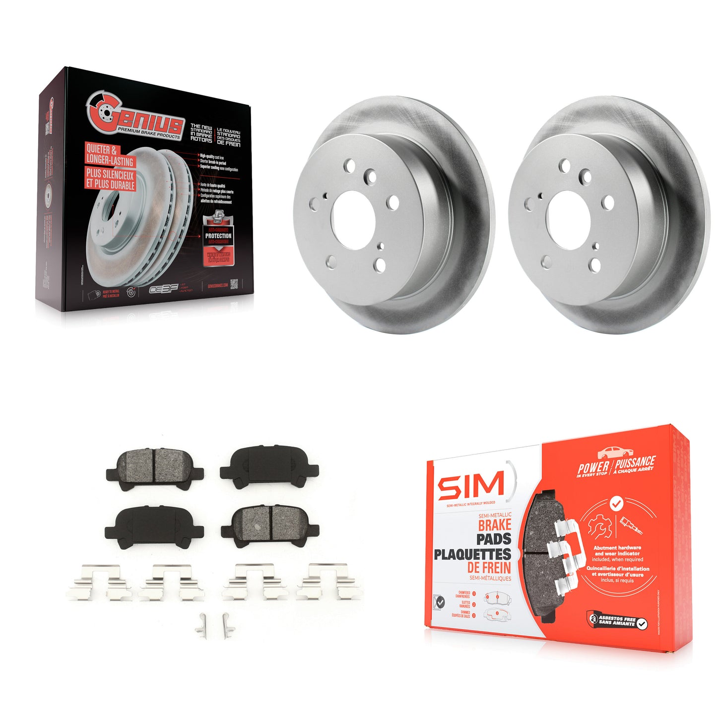 [Arrière] Kit de disque (revêtu) et plaquette (semi-métallique) de frein pour Toyota Camry Avalon Solara KGS-101304