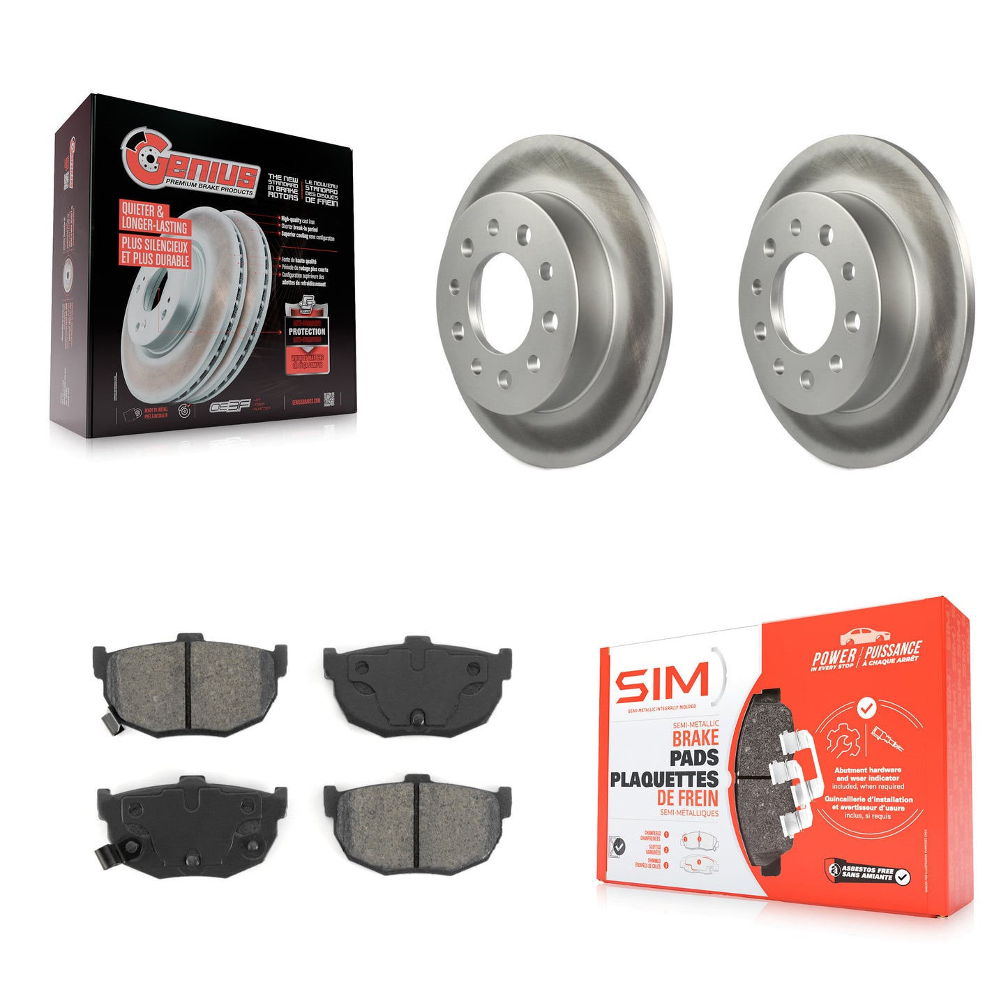 [Arrière] Kit de disque (revêtu) et plaquette (semi-métallique) de frein pour 2003-2008 Hyundai Tiburon KGS-101306