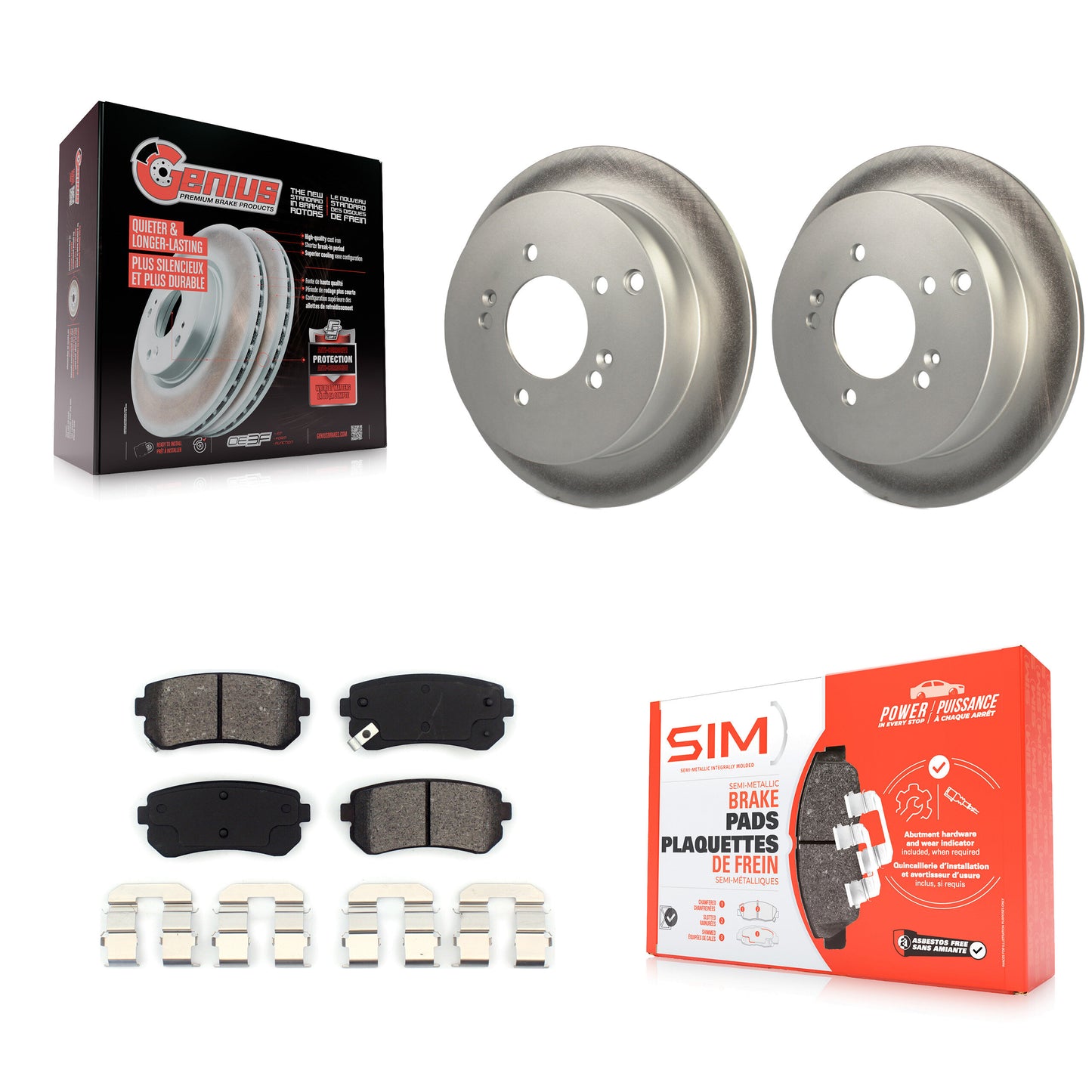 [Arrière] Kit de disque (revêtu) et plaquette (semi-métallique) de frein pour Hyundai Tucson Kia Sportage AWD KGS-101307