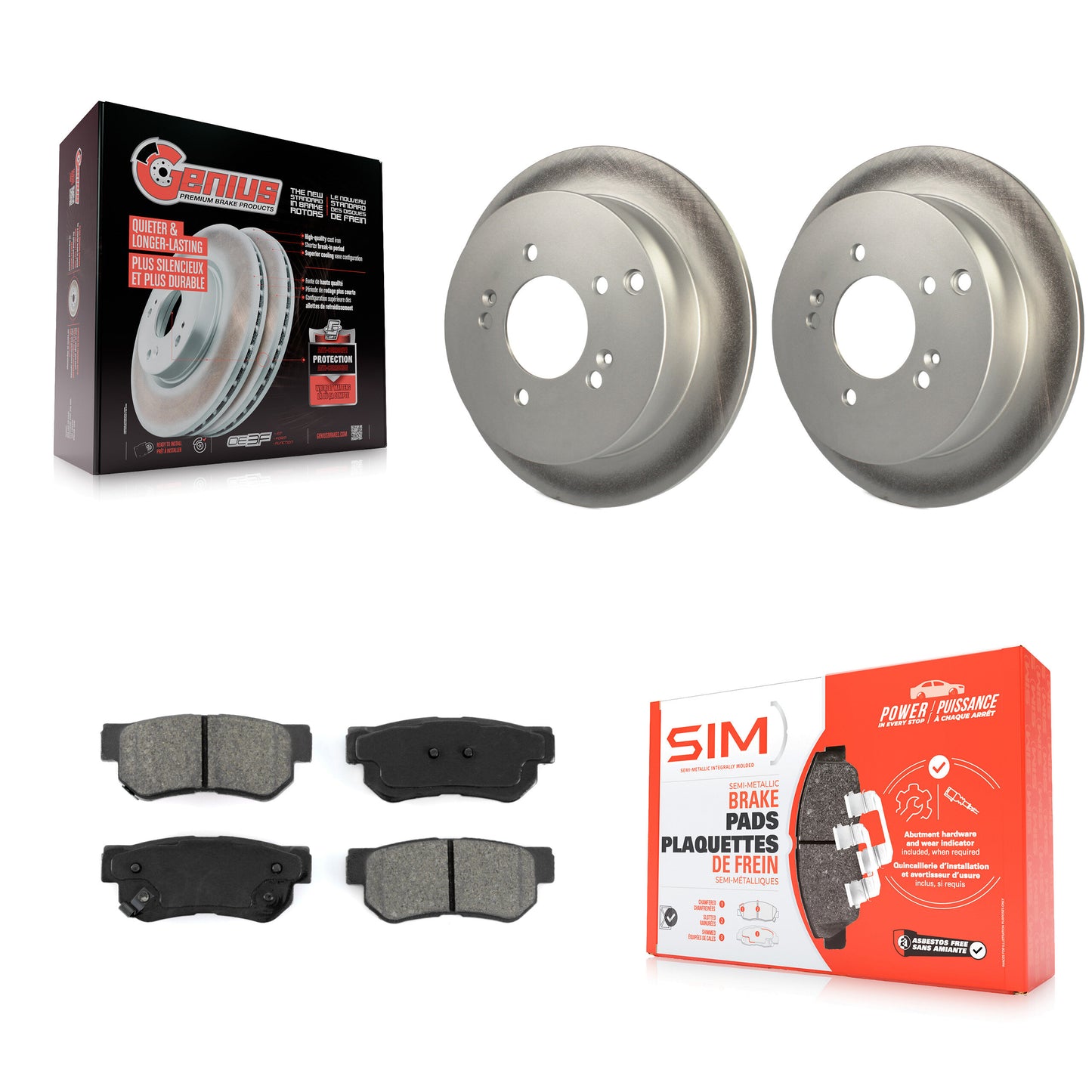 [Arrière] Kit de disque (revêtu) et plaquette (semi-métallique) de frein pour Hyundai Santa Fe Kia Sportage Tucson KGS-101308