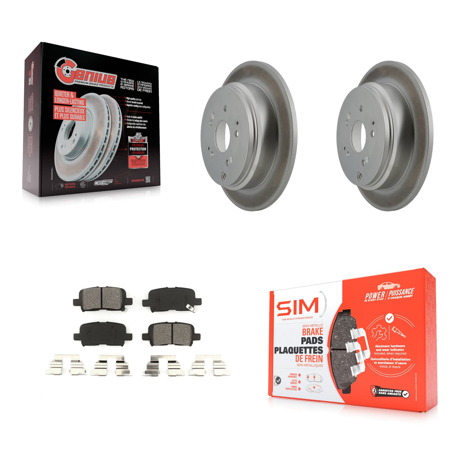 [Arrière] Kit de disque (revêtu) et plaquette (semi-métallique) de frein pour 2002-2004 Honda Odyssey KGS-101309