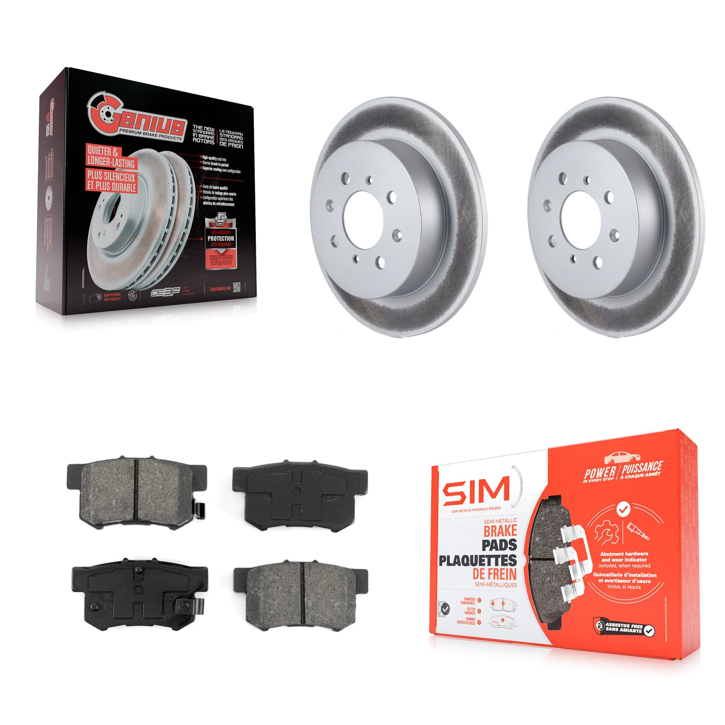 [Arrière] Kit de disque (revêtu) et plaquette (semi-métallique) de frein pour Honda Civic Acura EL KGS-101326