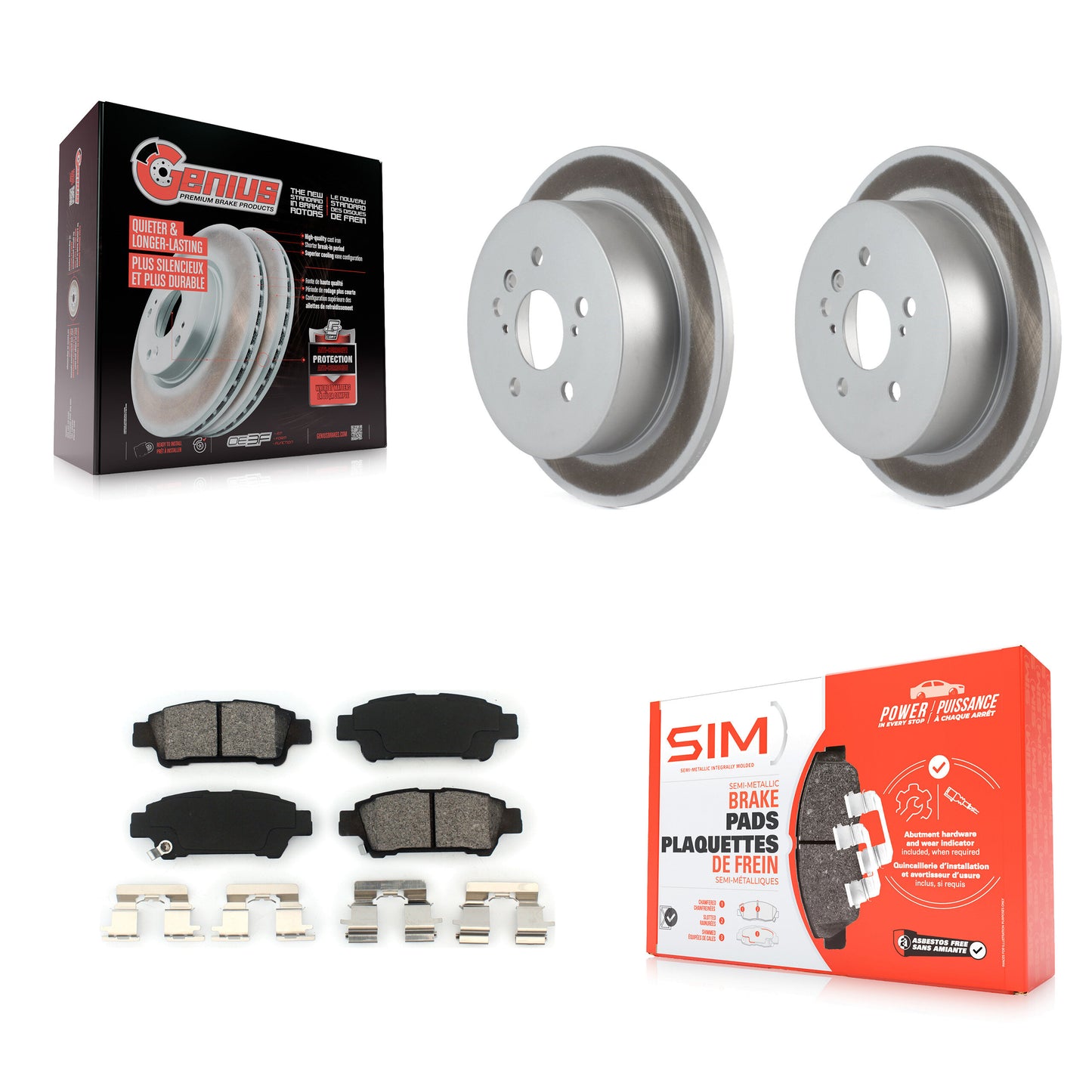 [Arrière] Kit de disque (revêtu) et plaquette (semi-métallique) de frein pour 2004-2010 Toyota Sienna KGS-101333