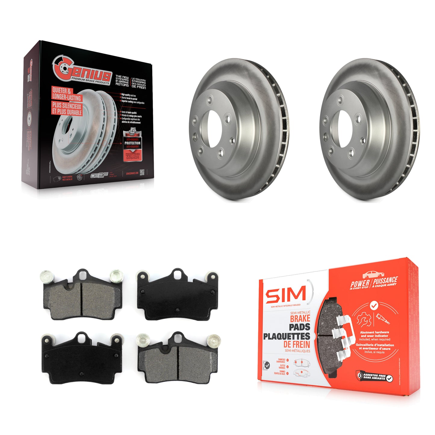 [Arrière] Kit de disque (revêtu) et plaquette (semi-métallique) de frein pour Audi Q7 Porsche Cayenne Volkswagen Touareg KGS-101335