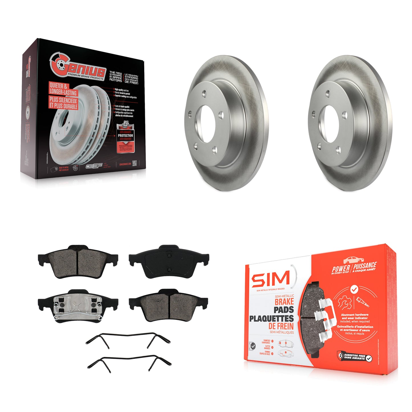 [Arrière] Kit de disque (revêtu) et plaquette (semi-métallique) de frein pour 2004-2005 Mazda 3 2.0L KGS-101340