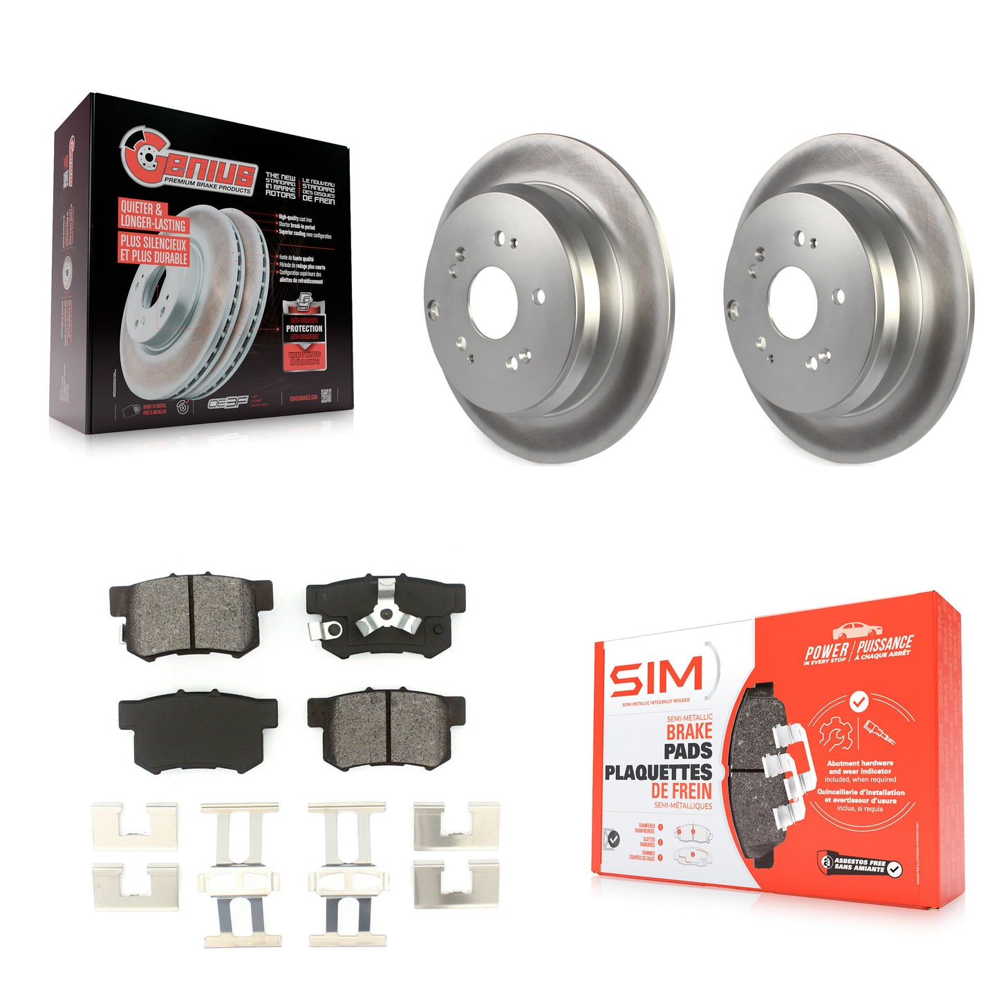 [Arrière] Kit de disque (revêtu) et plaquette (semi-métallique) de frein pour Honda CR-V Acura RDX KGS-101343