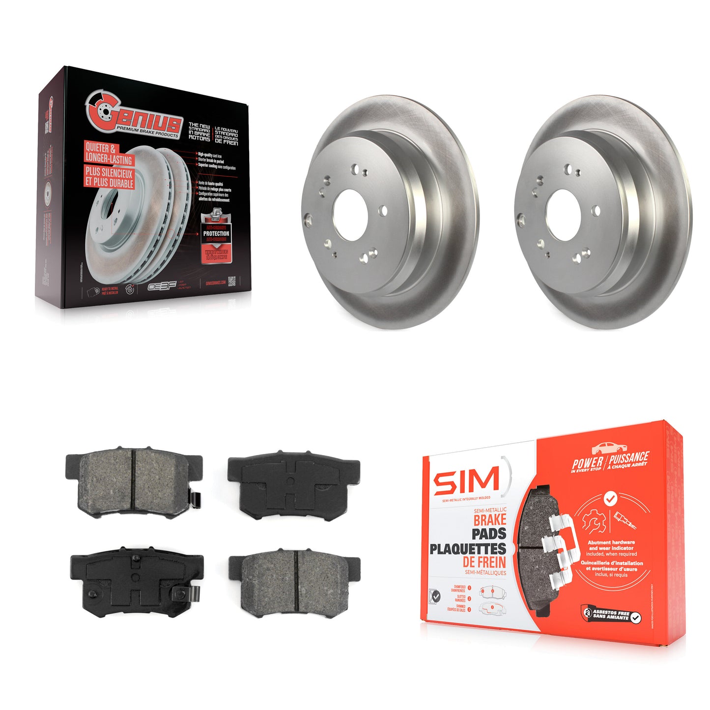 [Arrière] Kit de disque (revêtu) et plaquette (semi-métallique) de frein pour Acura RDX KGS-101344