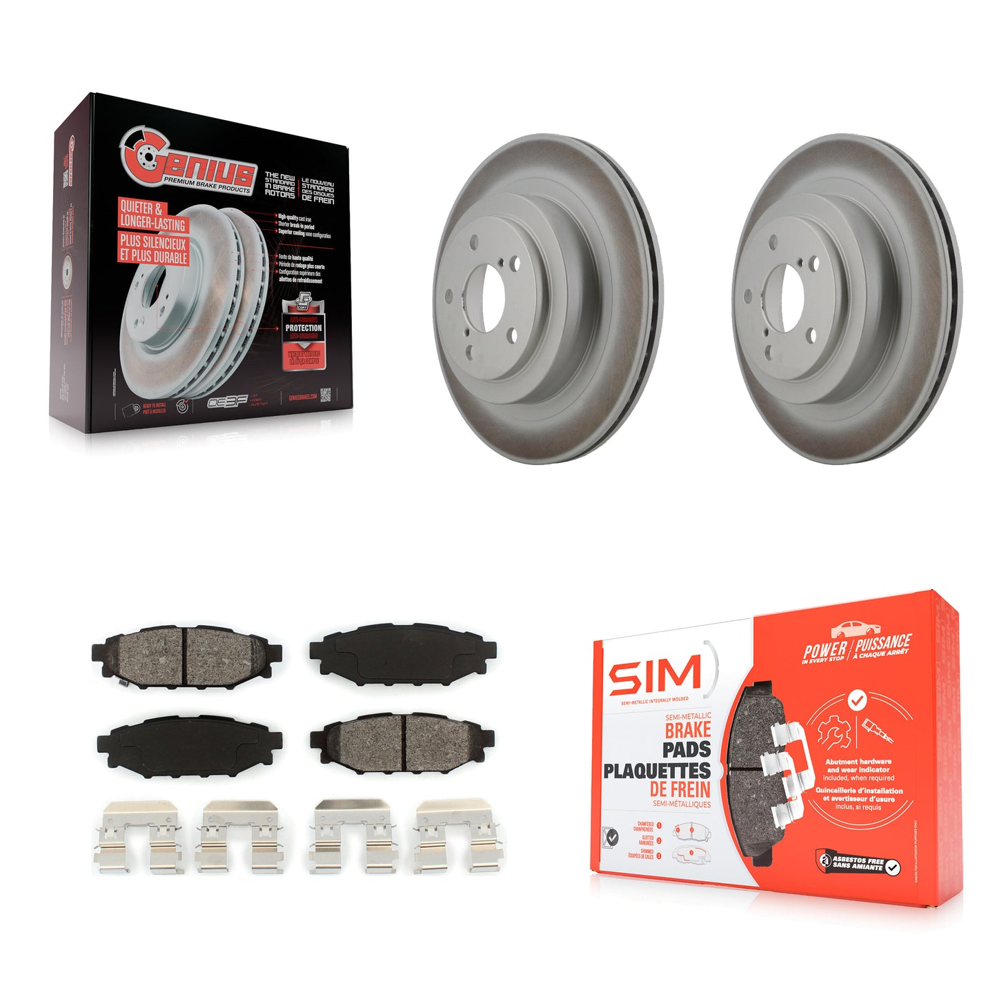 [Arrière] Kit de disque (revêtu) et plaquette (semi-métallique) de frein pour Subaru Legacy KGS-101353