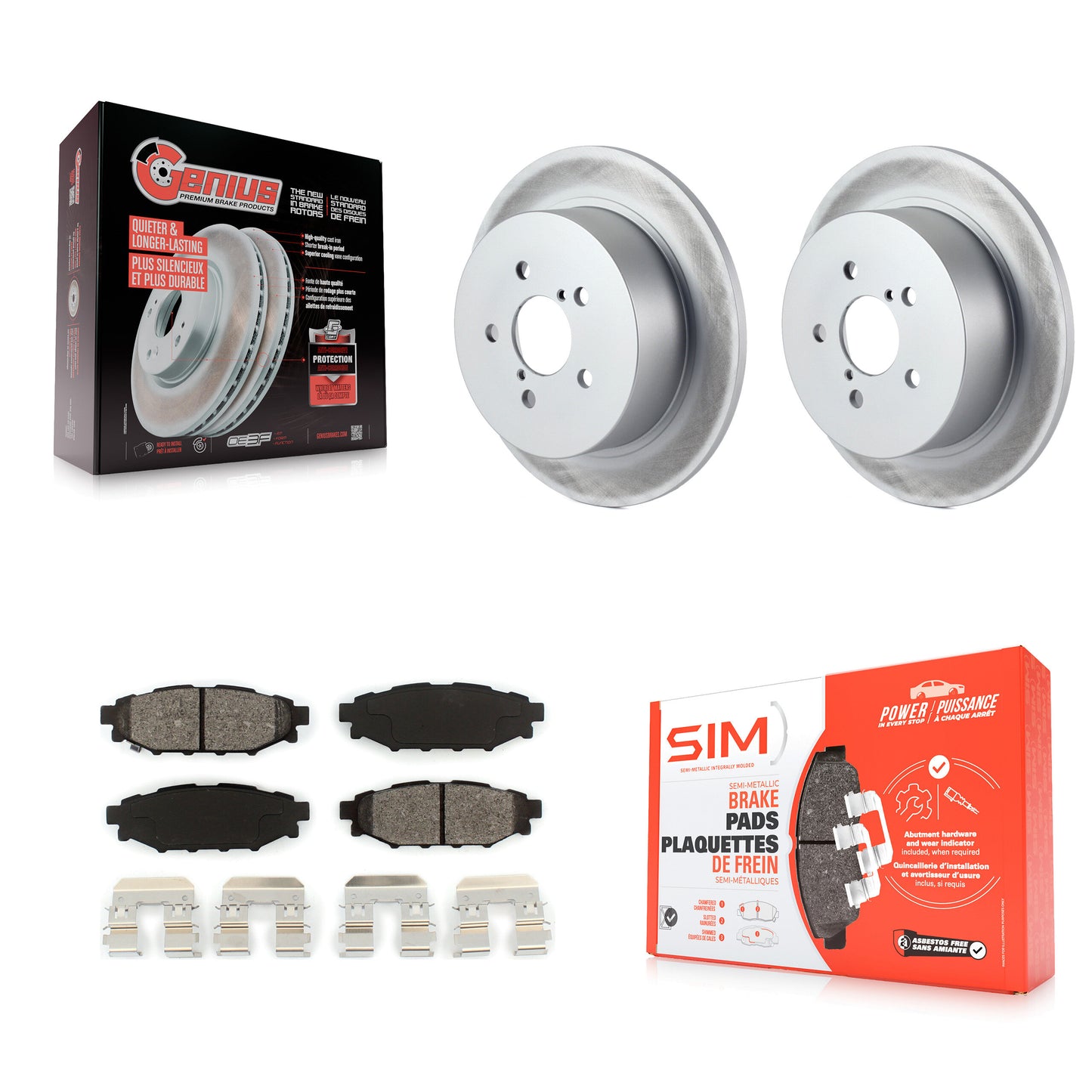 [Arrière] Kit de disque (revêtu) et plaquette (semi-métallique) de frein pour Subaru Outback Legacy KGS-101356