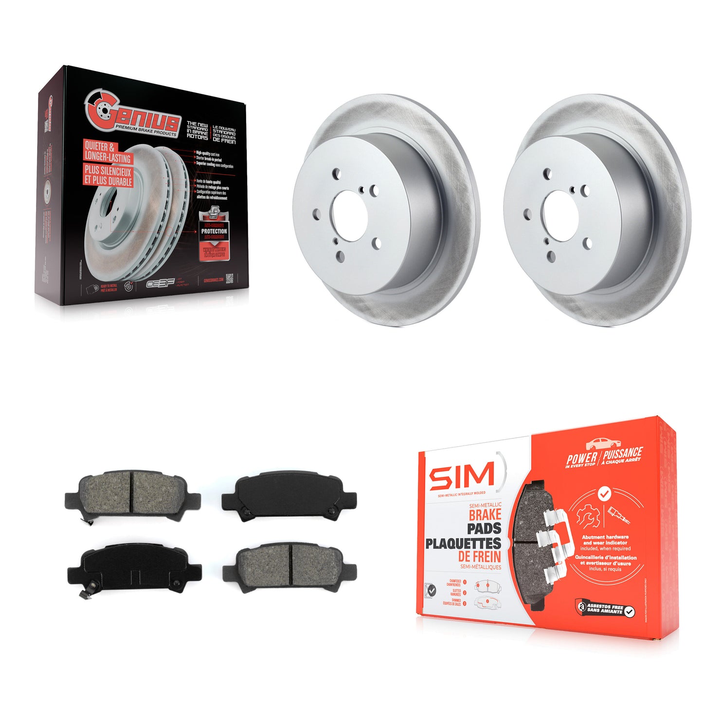 [Arrière] Kit de disque (revêtu) et plaquette (semi-métallique) de frein pour 2008-2009 Subaru Legacy 3.0L avec 17" Factory Wheels KGS-101357