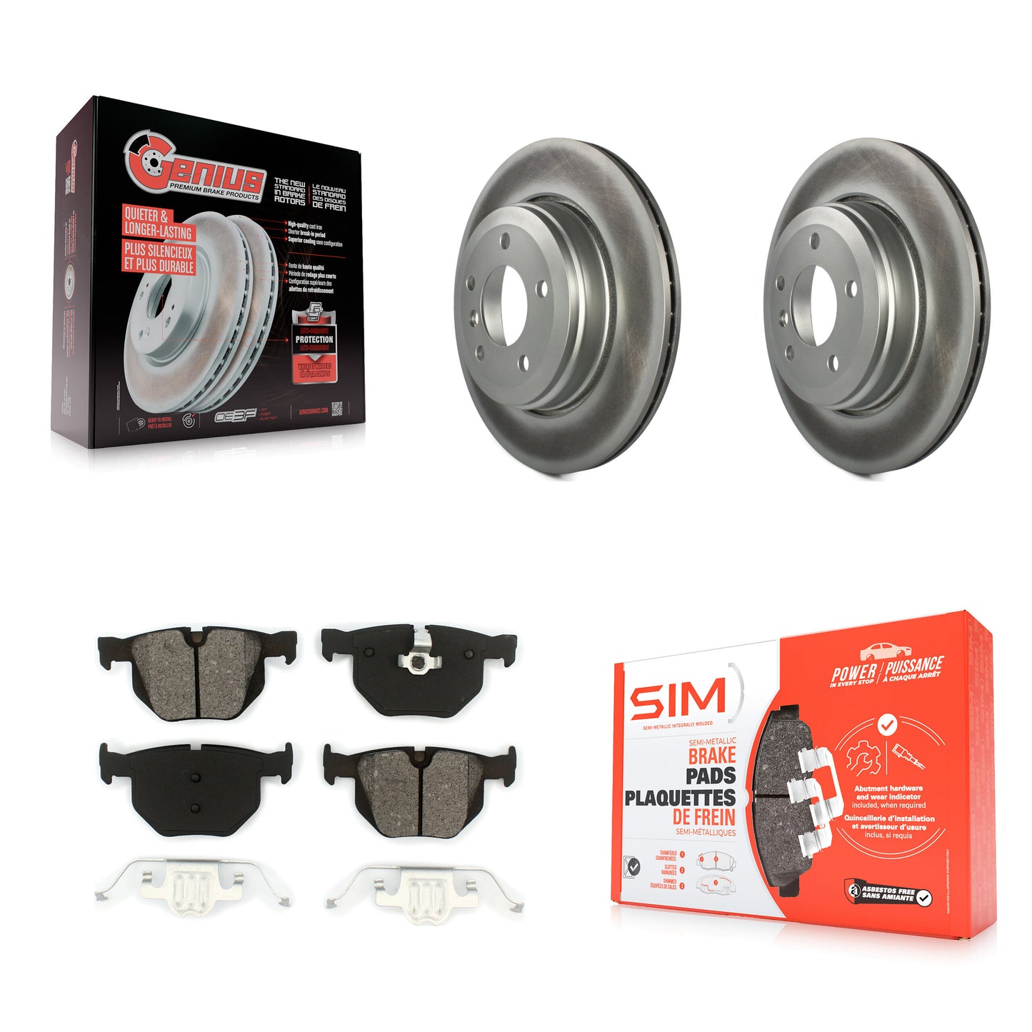 [Arrière] Kit de disque (revêtu) et plaquette (semi-métallique) de frein pour BMW 530i 525i 528i KGS-101361