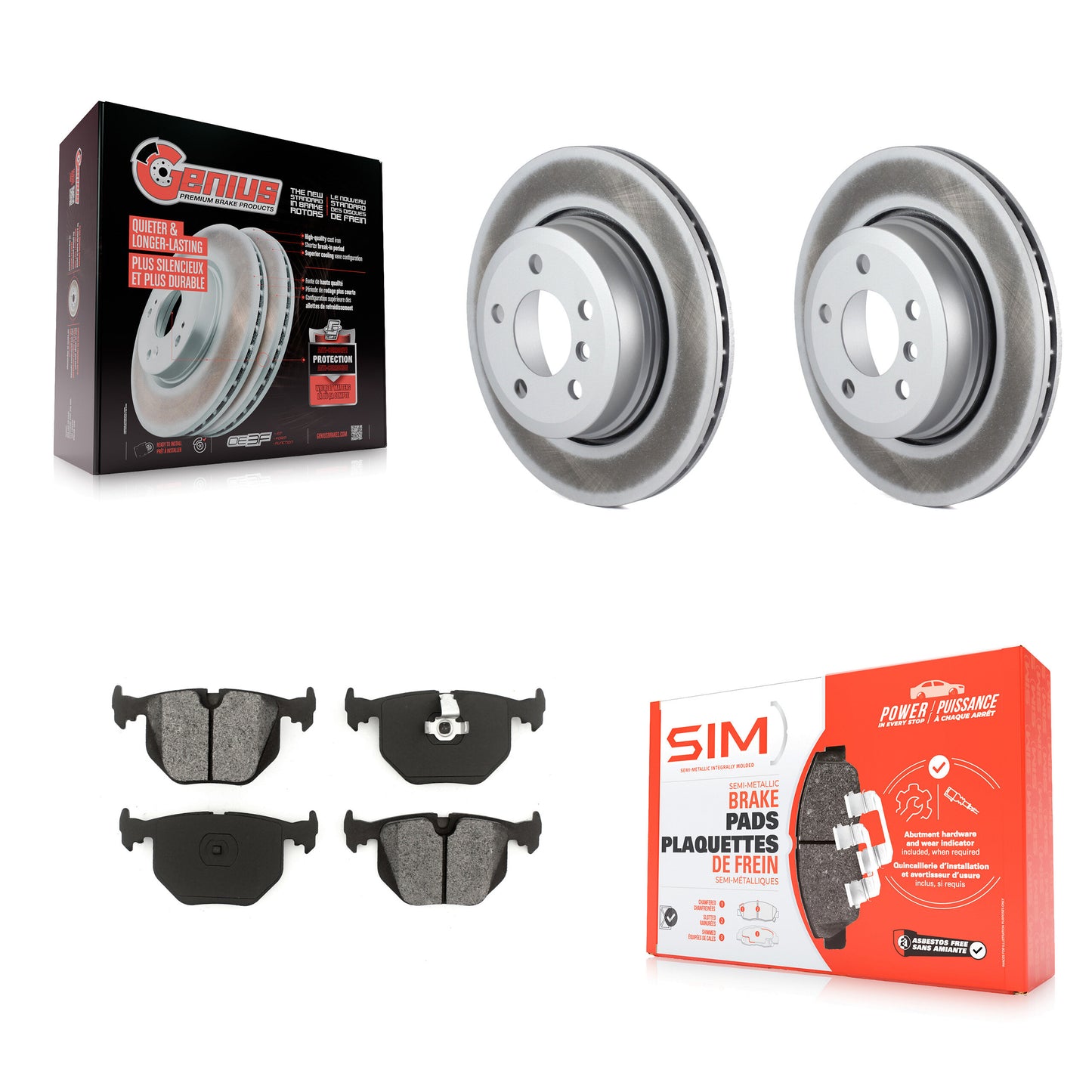 [Arrière] Kit de disque (revêtu) et plaquette (semi-métallique) de frein pour 2004-2010 BMW X3 KGS-101363