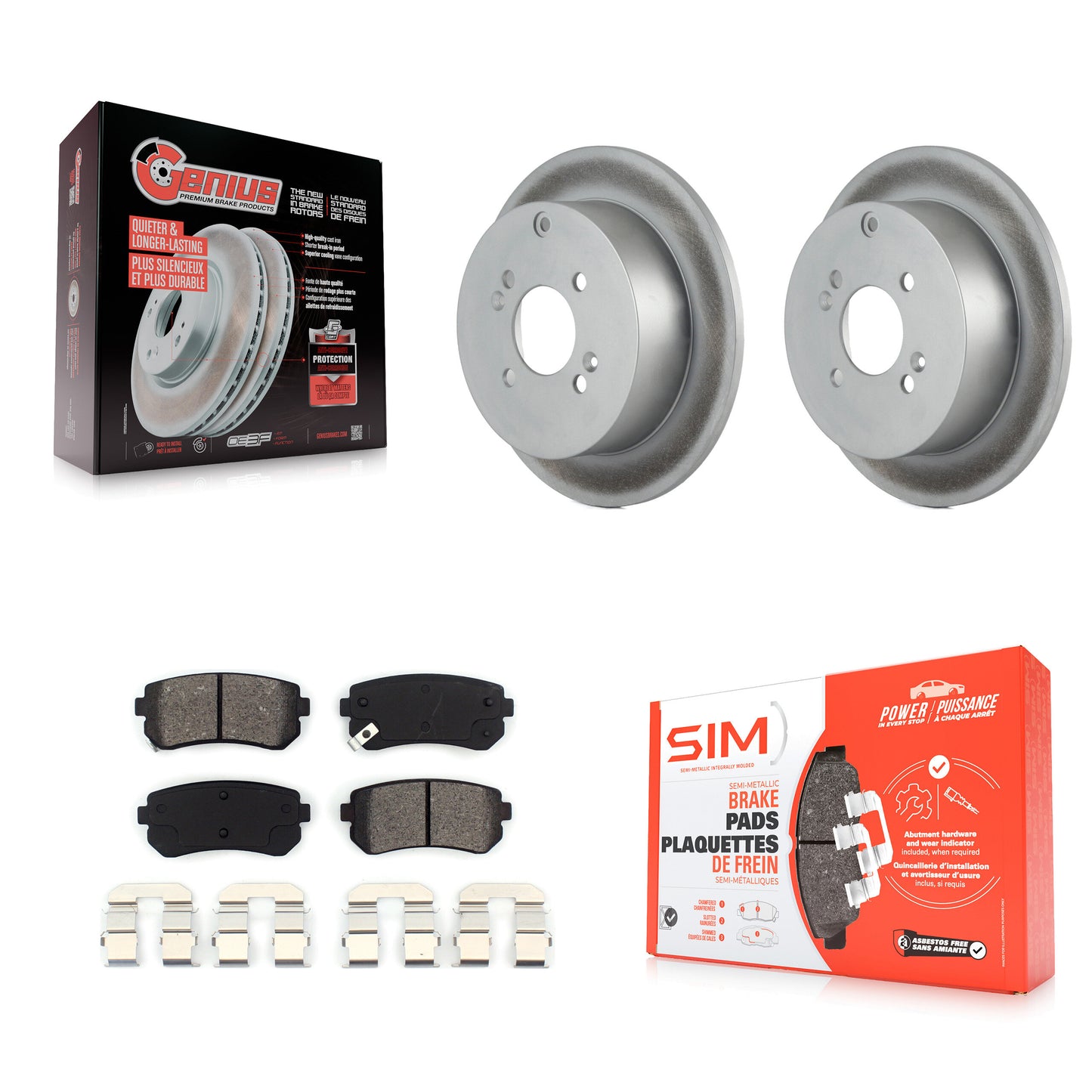 [Arrière] Kit de disque (revêtu) et plaquette (semi-métallique) de frein pour 2006-2010 Hyundai Accent Kia Rio Rio5 KGS-101367