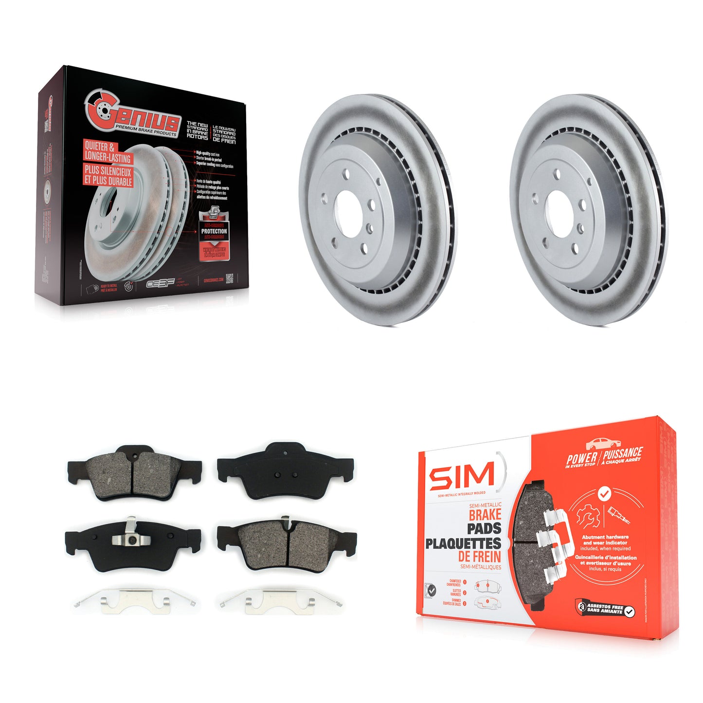 [Arrière] Kit de disque (revêtu) et plaquette (semi-métallique) de frein pour Mercedes-Benz ML350 GL450 R350 GL550 GL350 ML500 ML550 GL320 R500 R320 KGS-101373