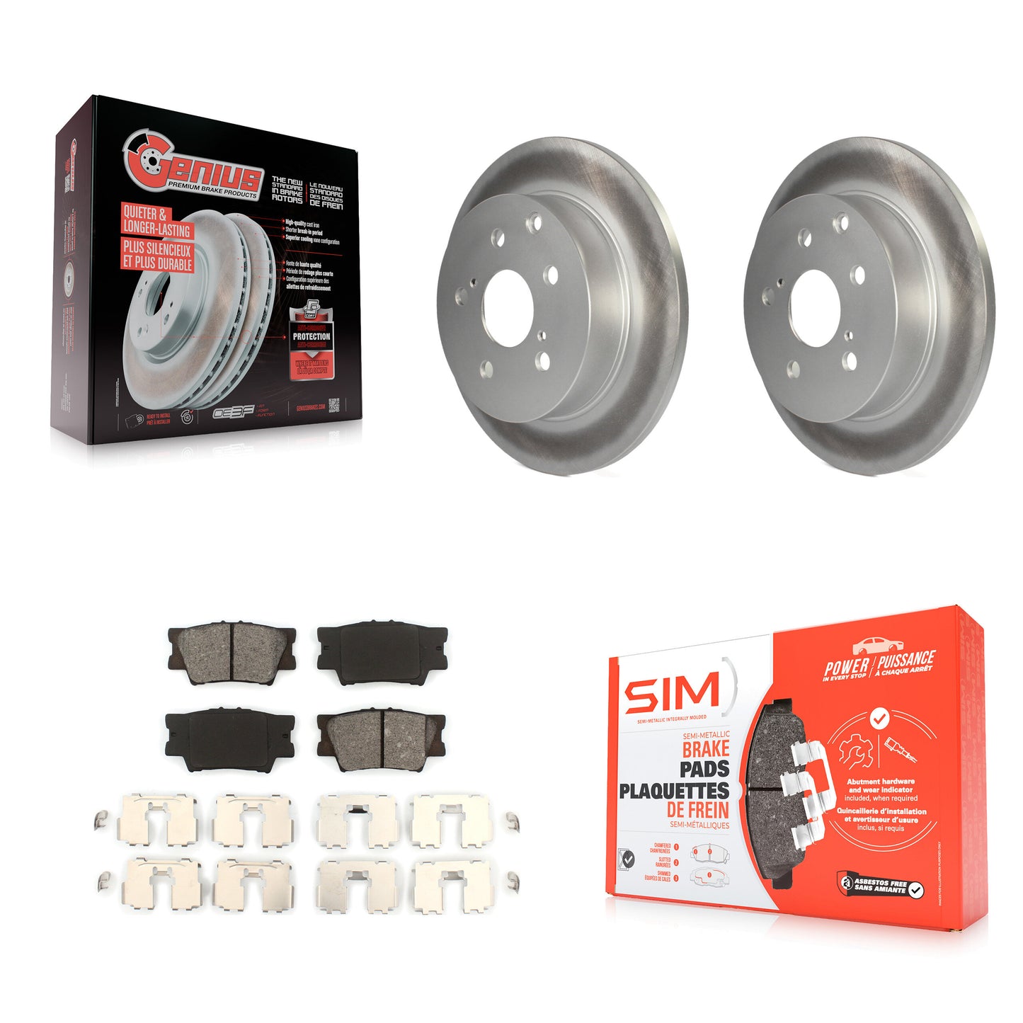 [Arrière] Kit de disque (revêtu) et plaquette (semi-métallique) de frein pour Toyota RAV4 Lexus HS250h KGS-101385