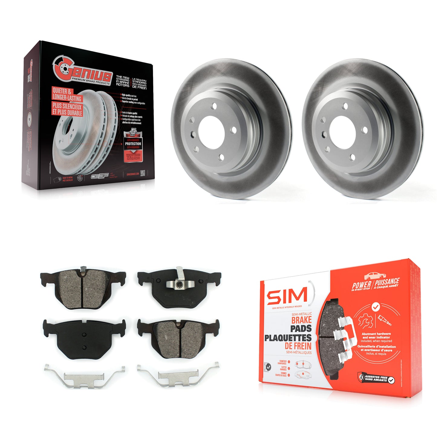 [Arrière] Kit de disque (revêtu) et plaquette (semi-métallique) de frein pour BMW 335i X1 xDrive 330i 335xi 335d 330xi 335is KGS-101386