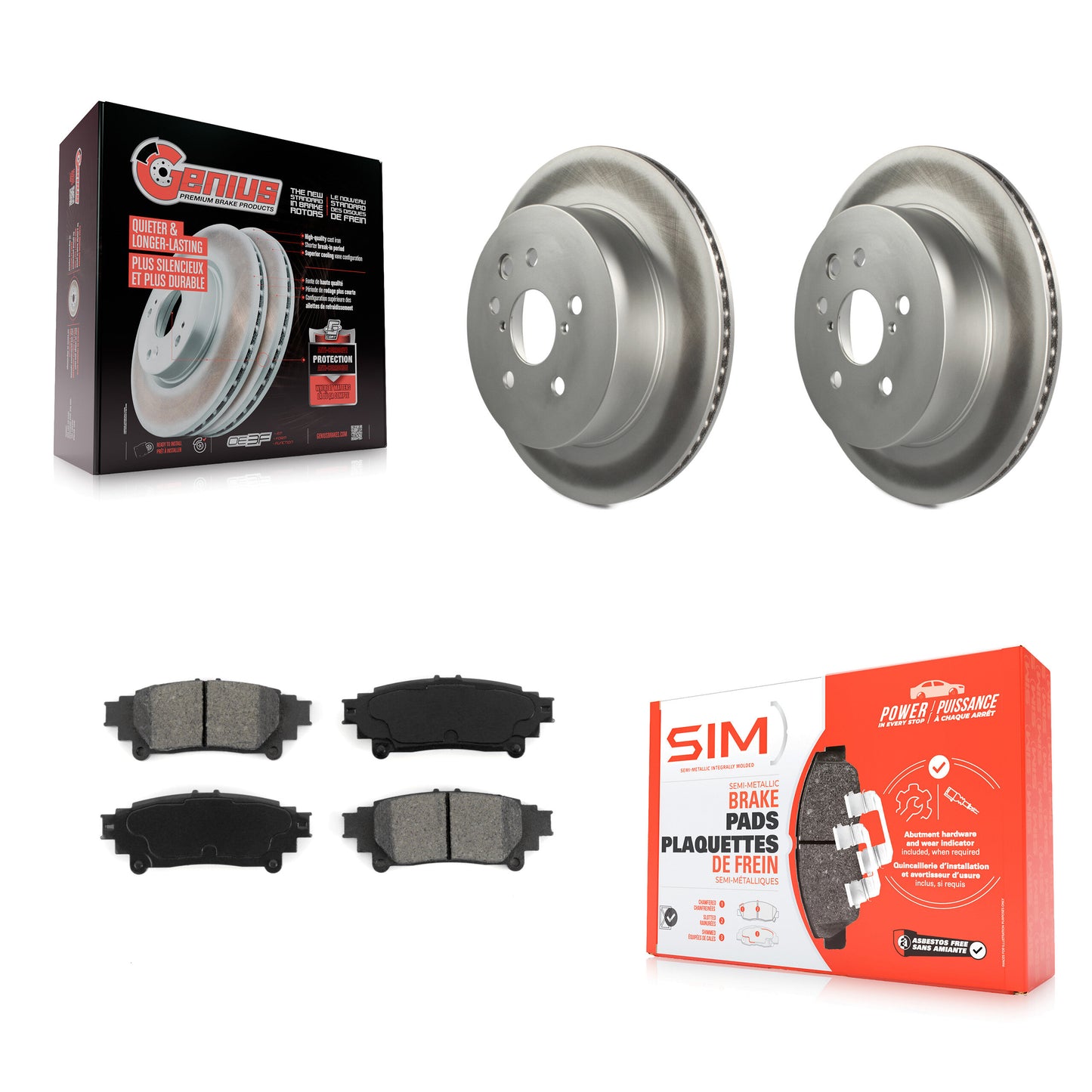 [Arrière] Kit de disque (revêtu) et plaquette (semi-métallique) de frein pour Lexus IS250 IS350 KGS-101388