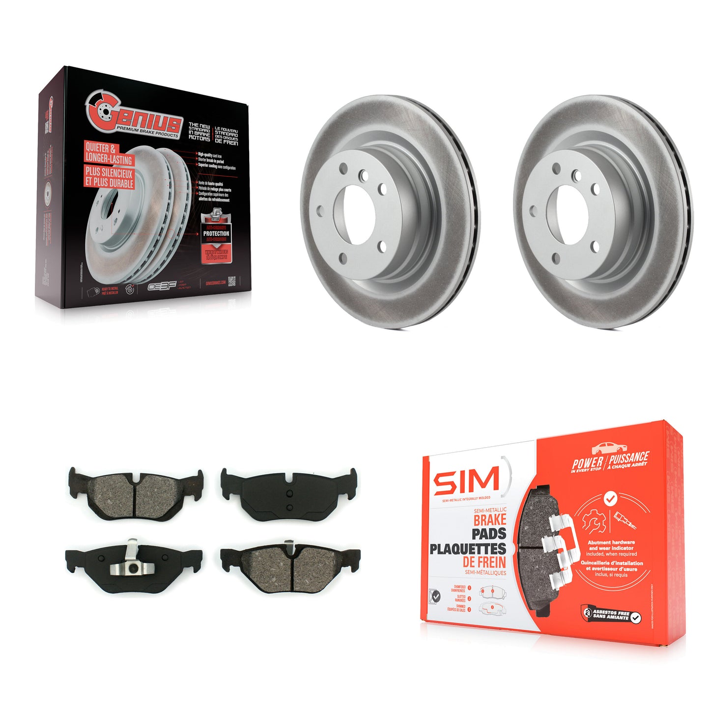 [Arrière] Kit de disque (revêtu) et plaquette (semi-métallique) de frein pour BMW 328i 325i 323i KGS-101391