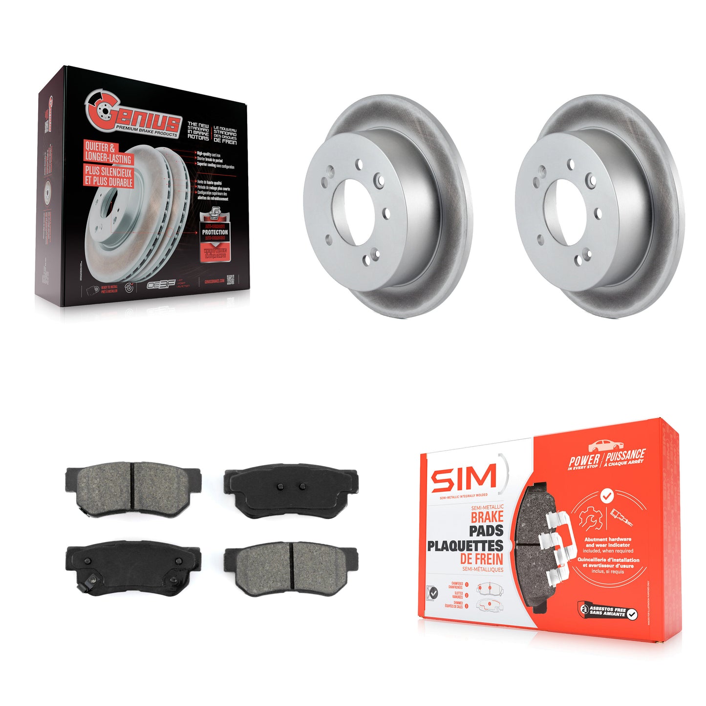 [Arrière] Kit de disque (revêtu) et plaquette (semi-métallique) de frein pour Hyundai Elantra KGS-101396